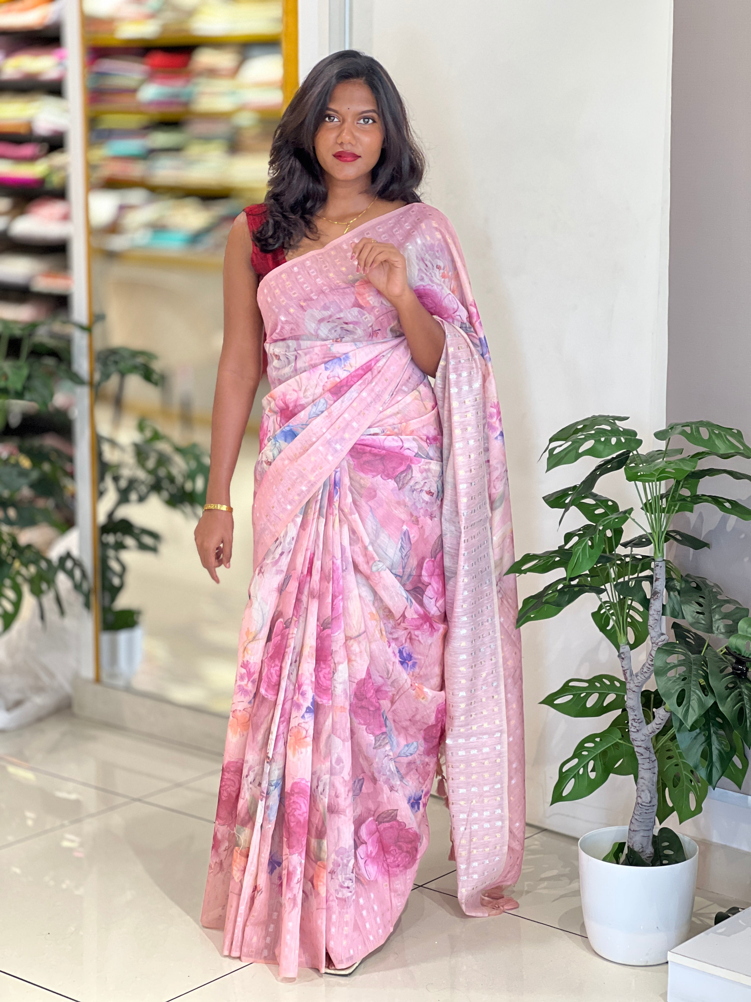 Digital Printed Chanderi Finish Saree | SSN259