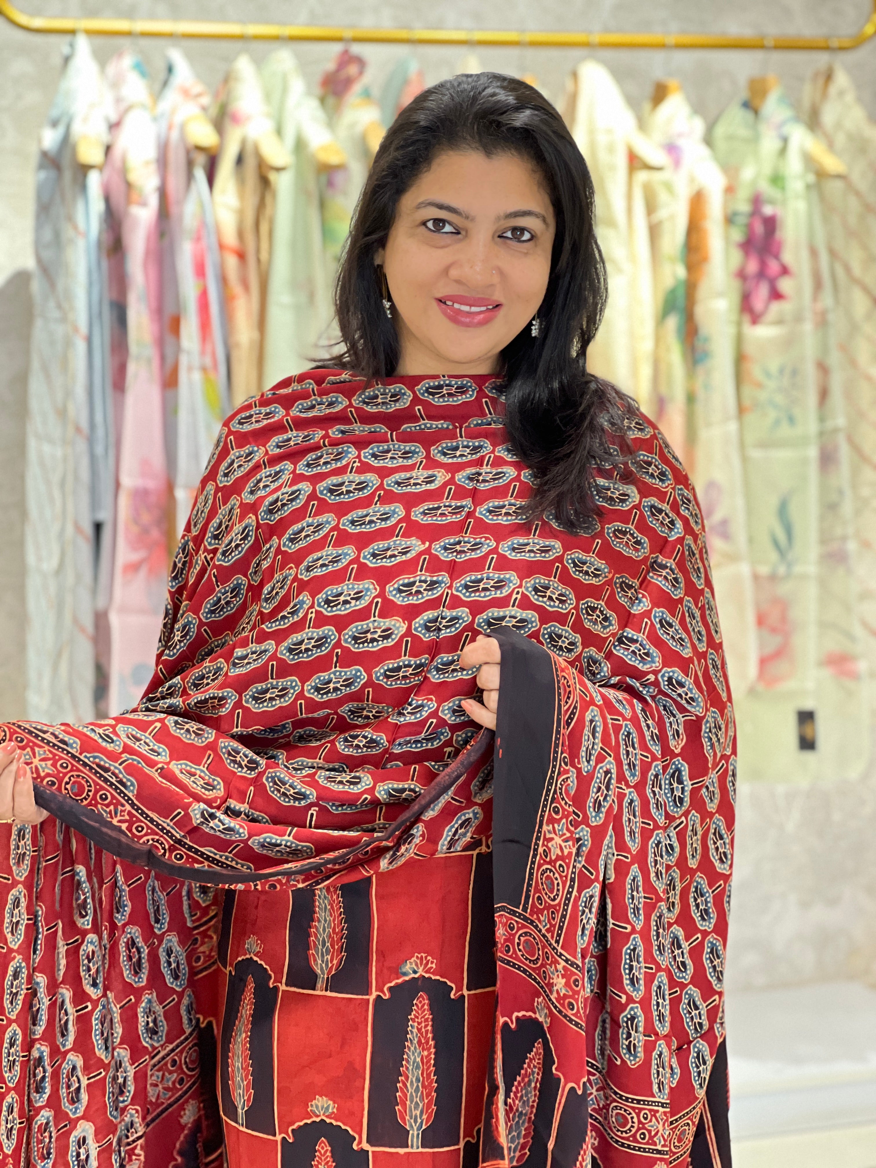 Ajark Inspired Print Pattern Semi Modal Unstitched Salwar Set | JT206