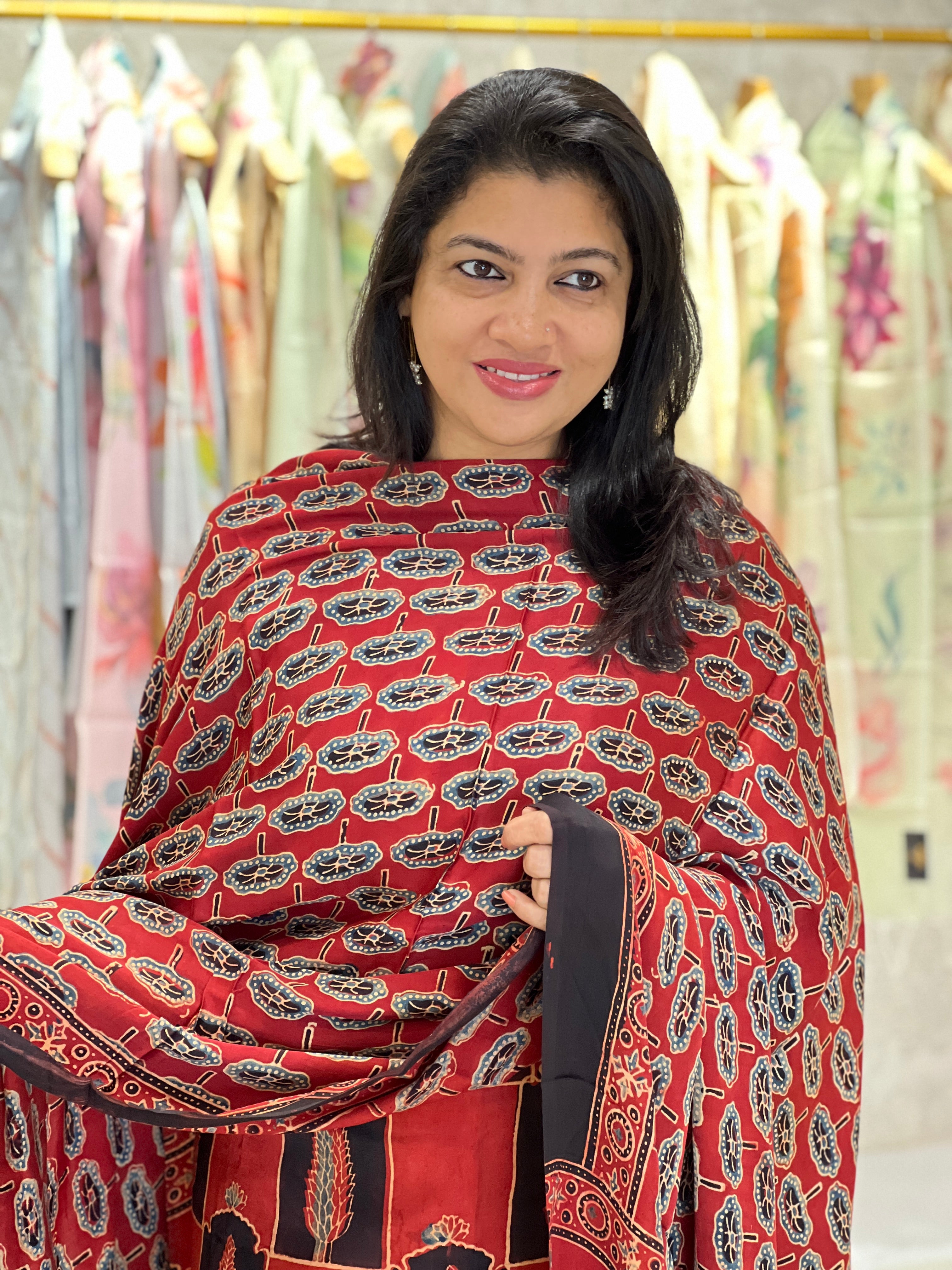 Ajark Inspired Print Pattern Semi Modal Unstitched Salwar Set | JT206