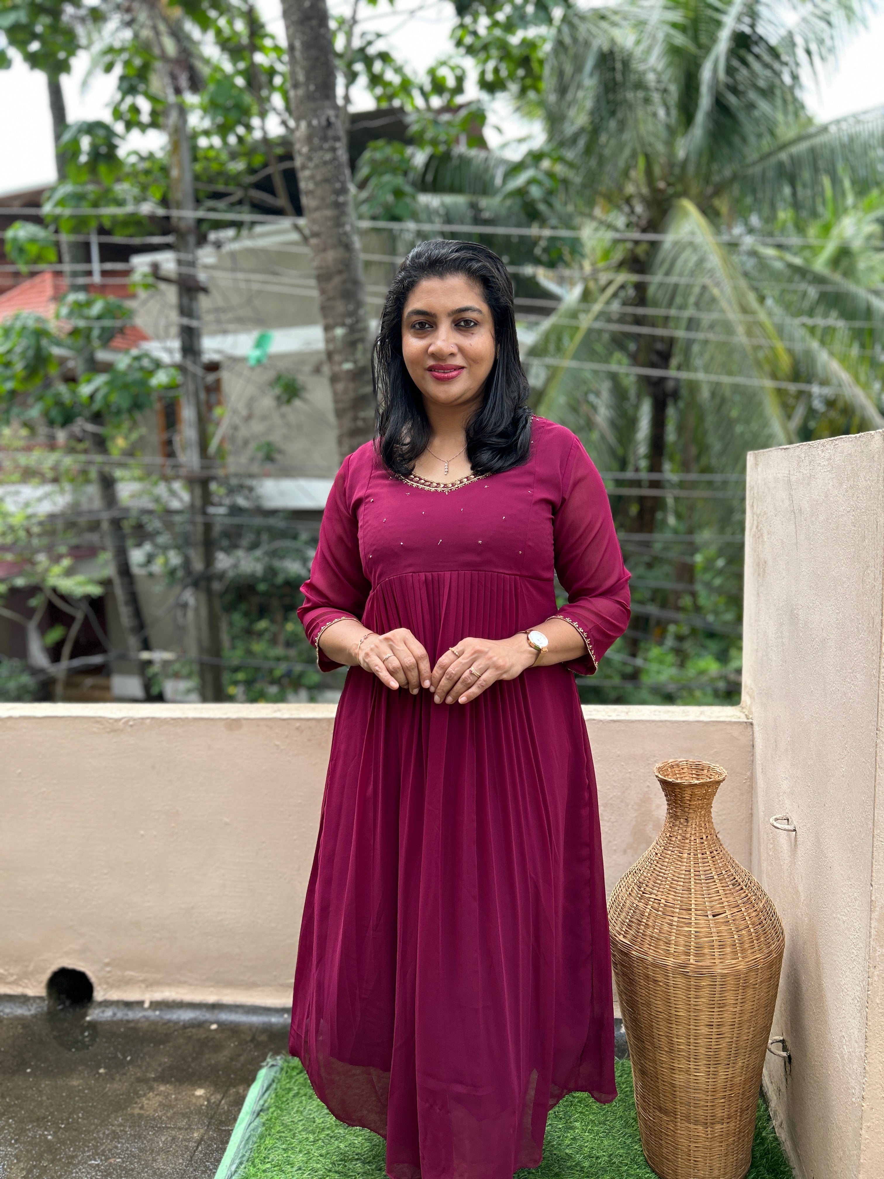Embroidery Detailed Georgette Kurta | AMB197