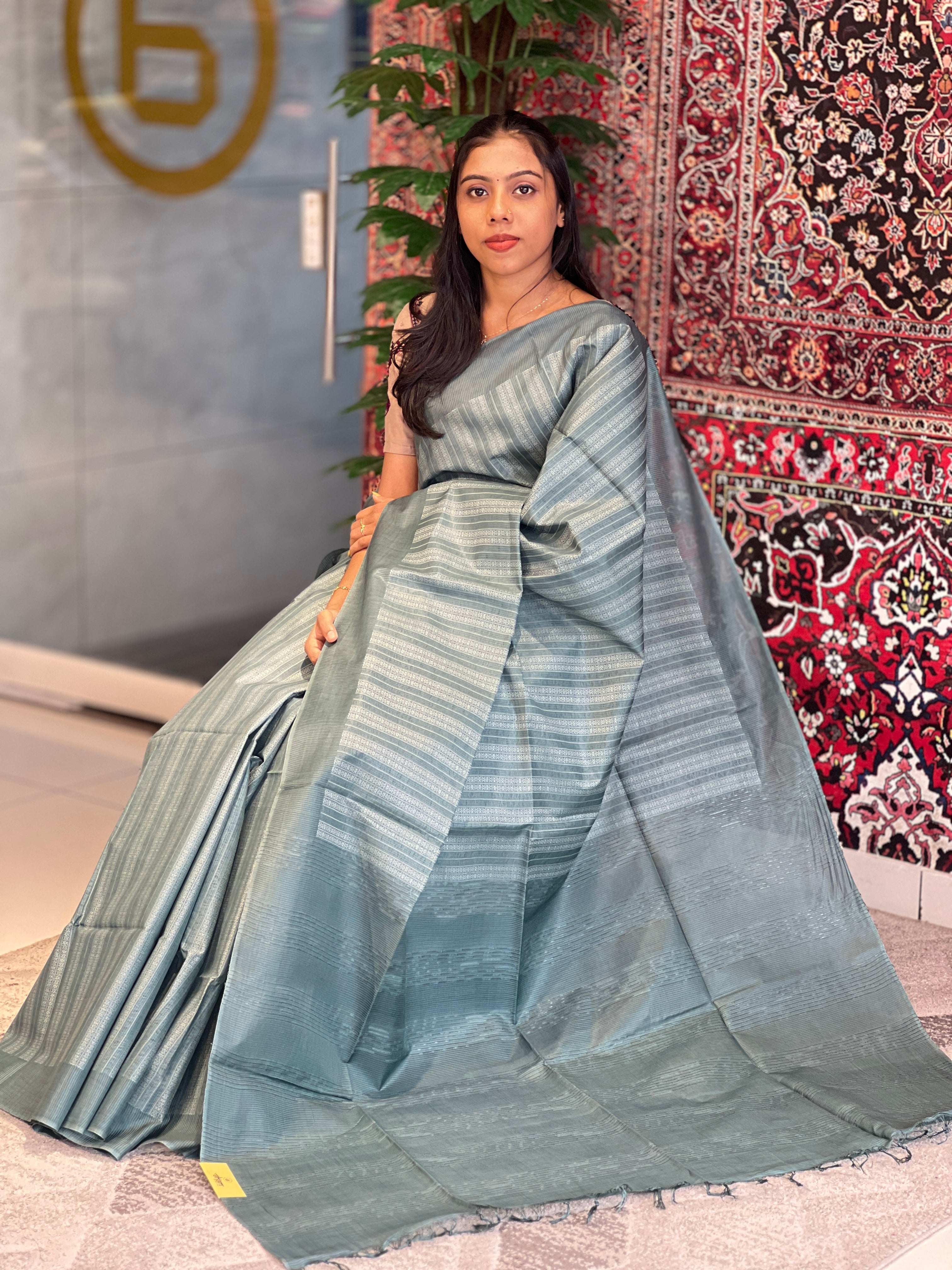 Thread Weaving Bamboo Tussar Saree | PNS156