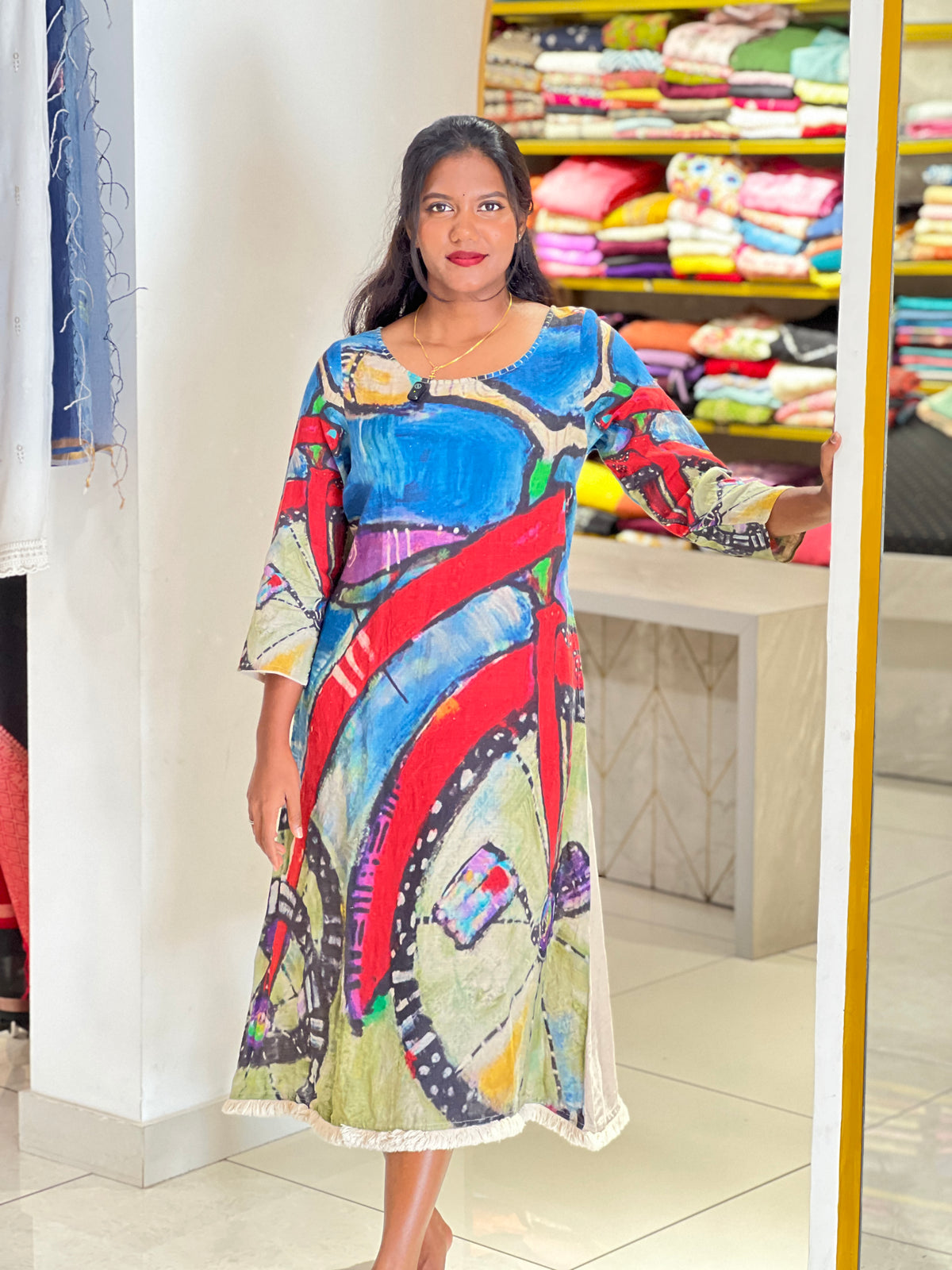 Abstract Pattern Pure Linen Kurta | RAG130