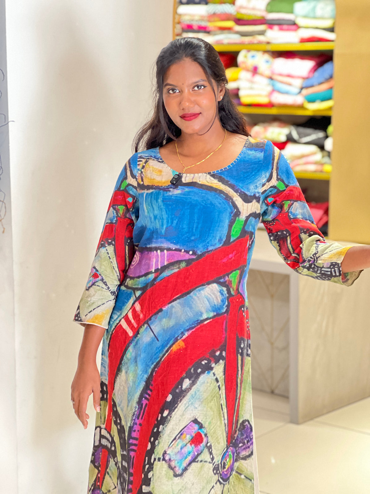 Abstract Pattern Pure Linen Kurta | RAG130