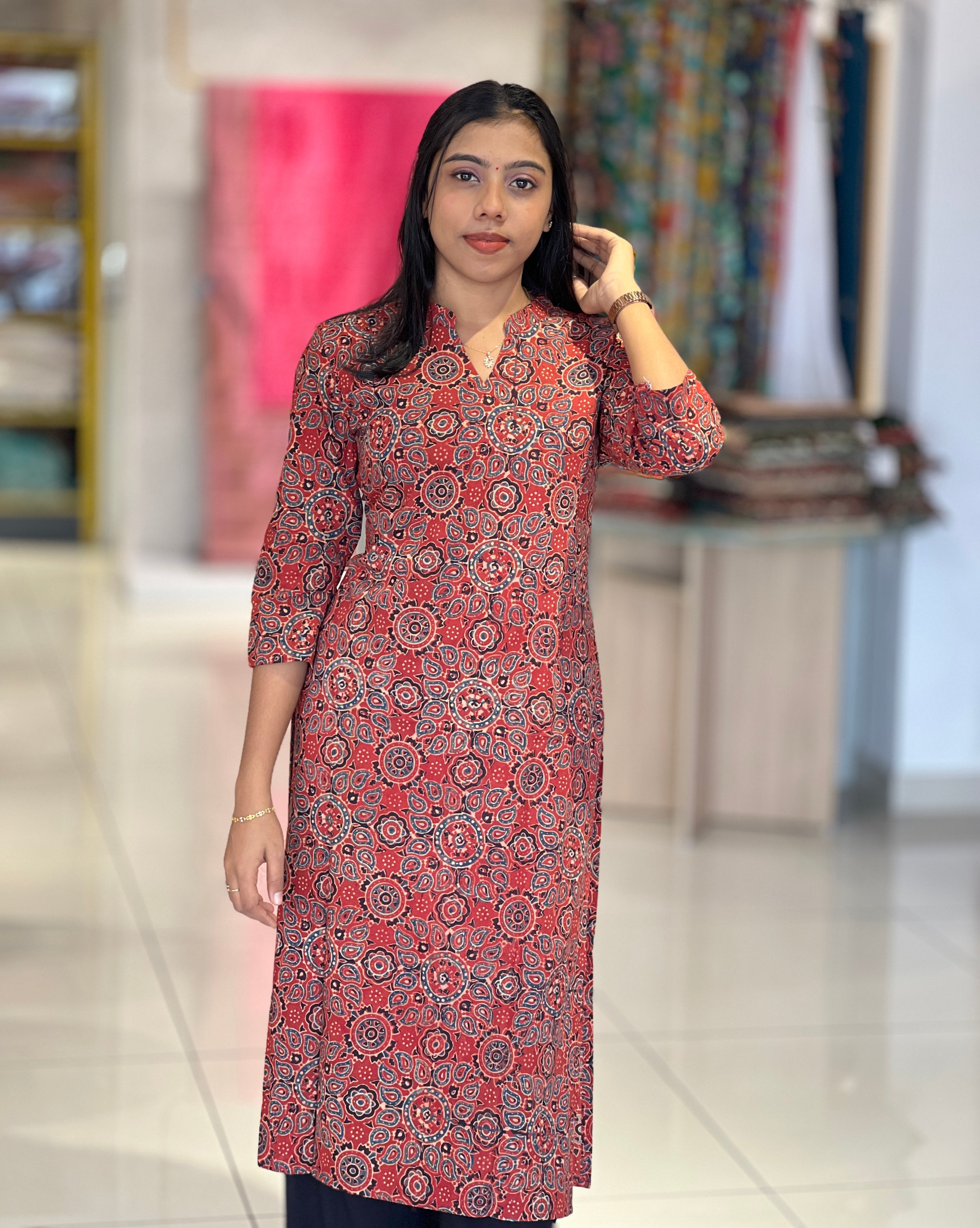 Ajrak Printed Cotton Kurta | DNT643