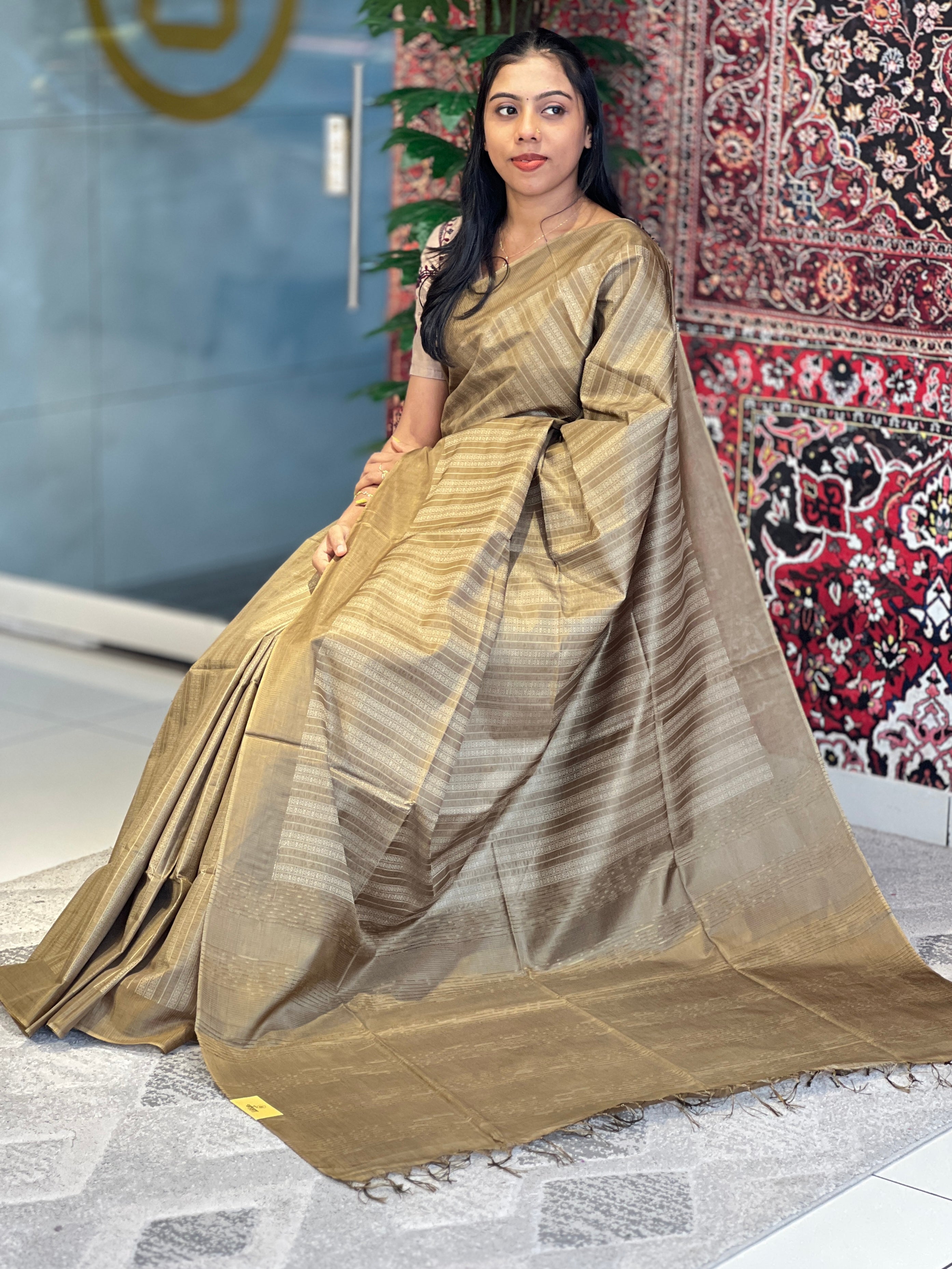 Thread Weaving Bamboo Tussar Saree | PNS154