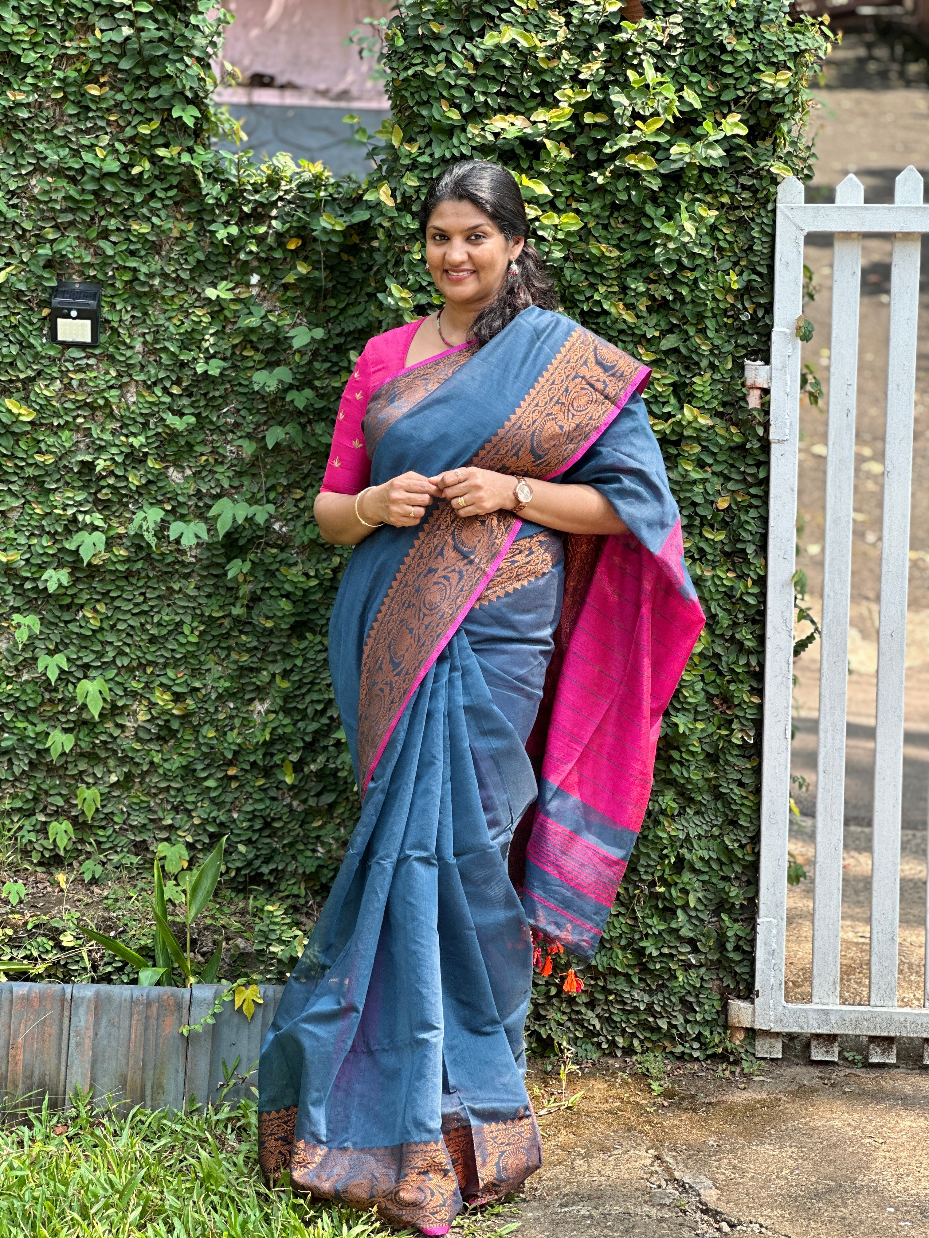 Copper Zari  Weaving Mercerized Cotton Saree | SA170