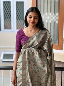 Floral Printed Semi Silk Saree | GMS155