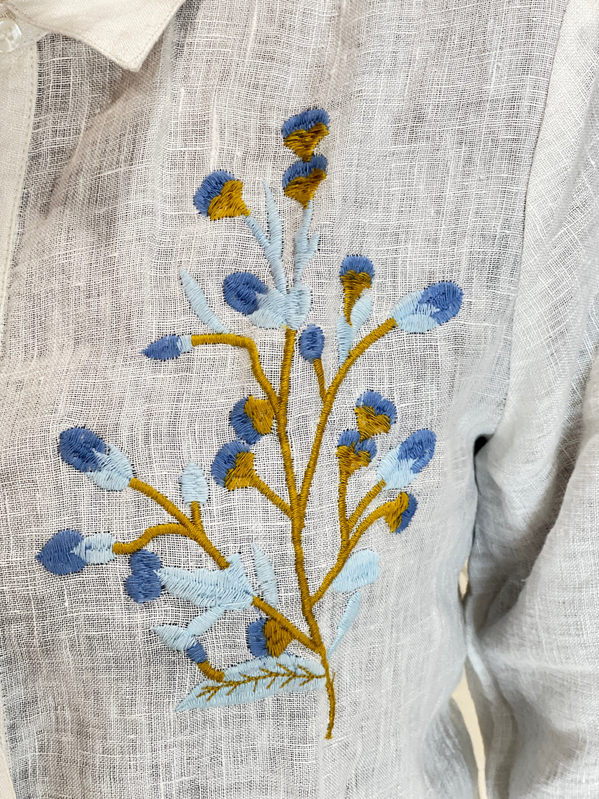 Machine Embroidery Detailed Pure Linen Cord Set | RAG103