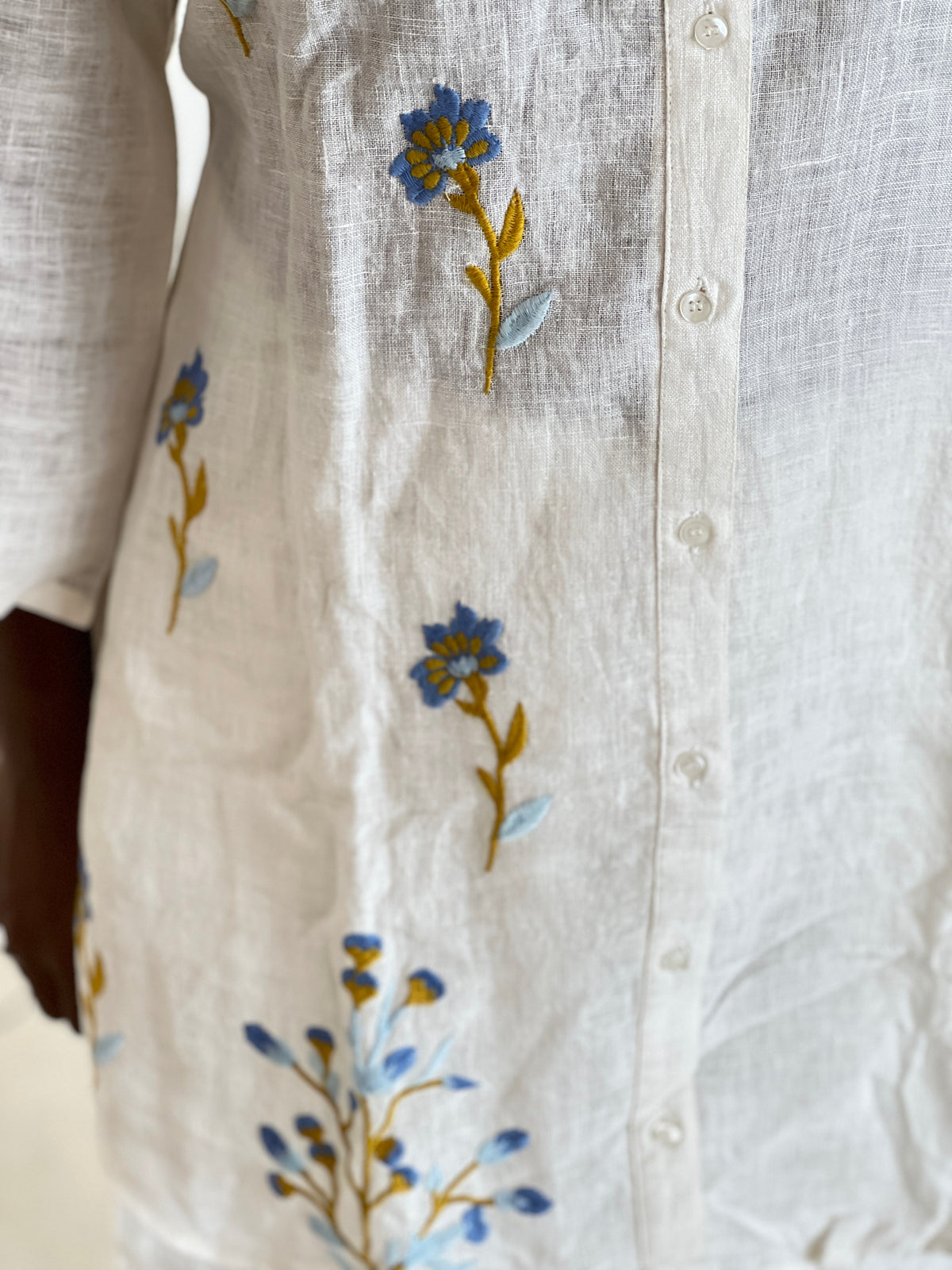 Machine Embroidery Detailed Pure Linen Cord Set | RAG103