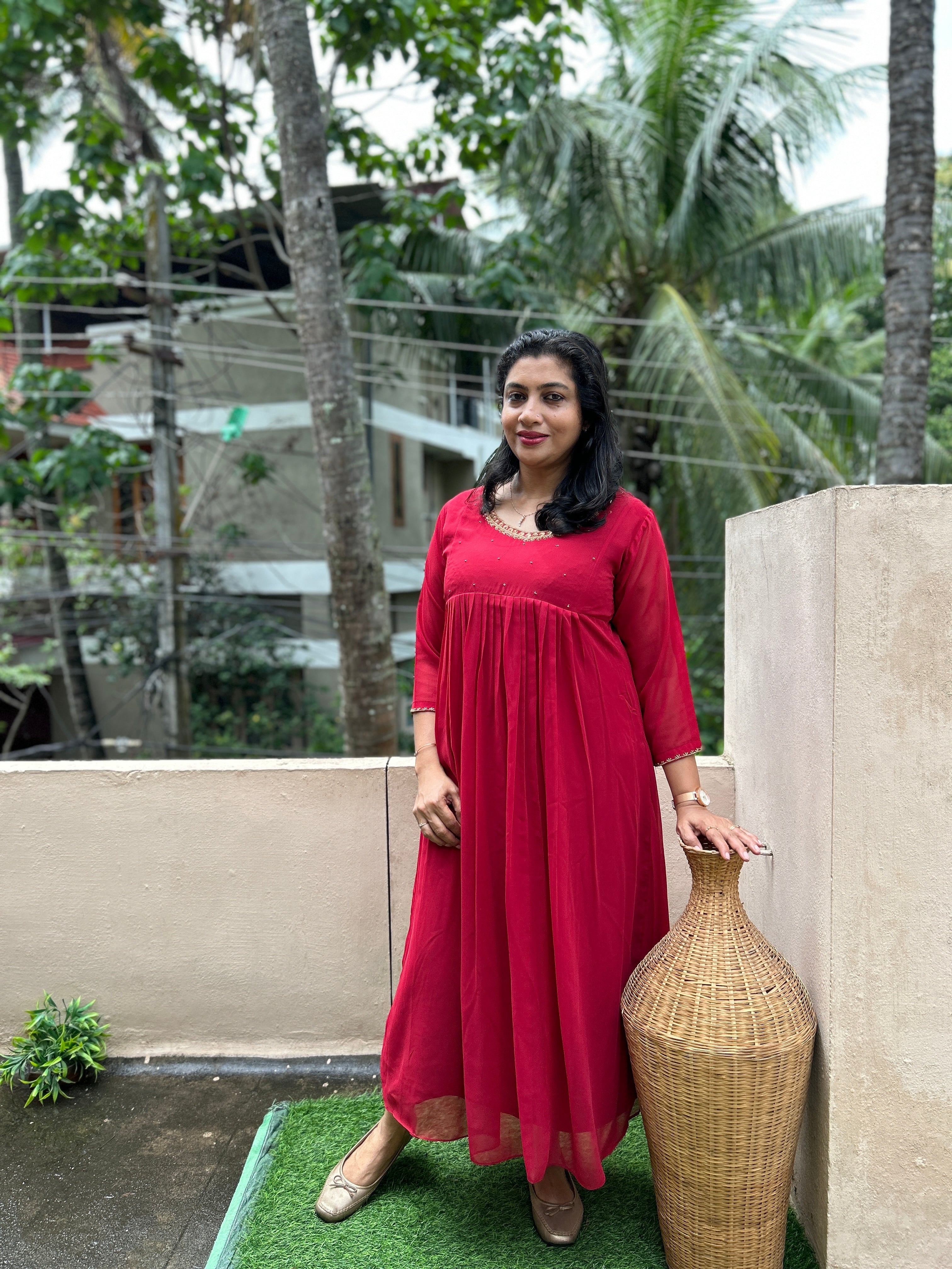Embroidery Detailed Georgette Kurta | AMB197