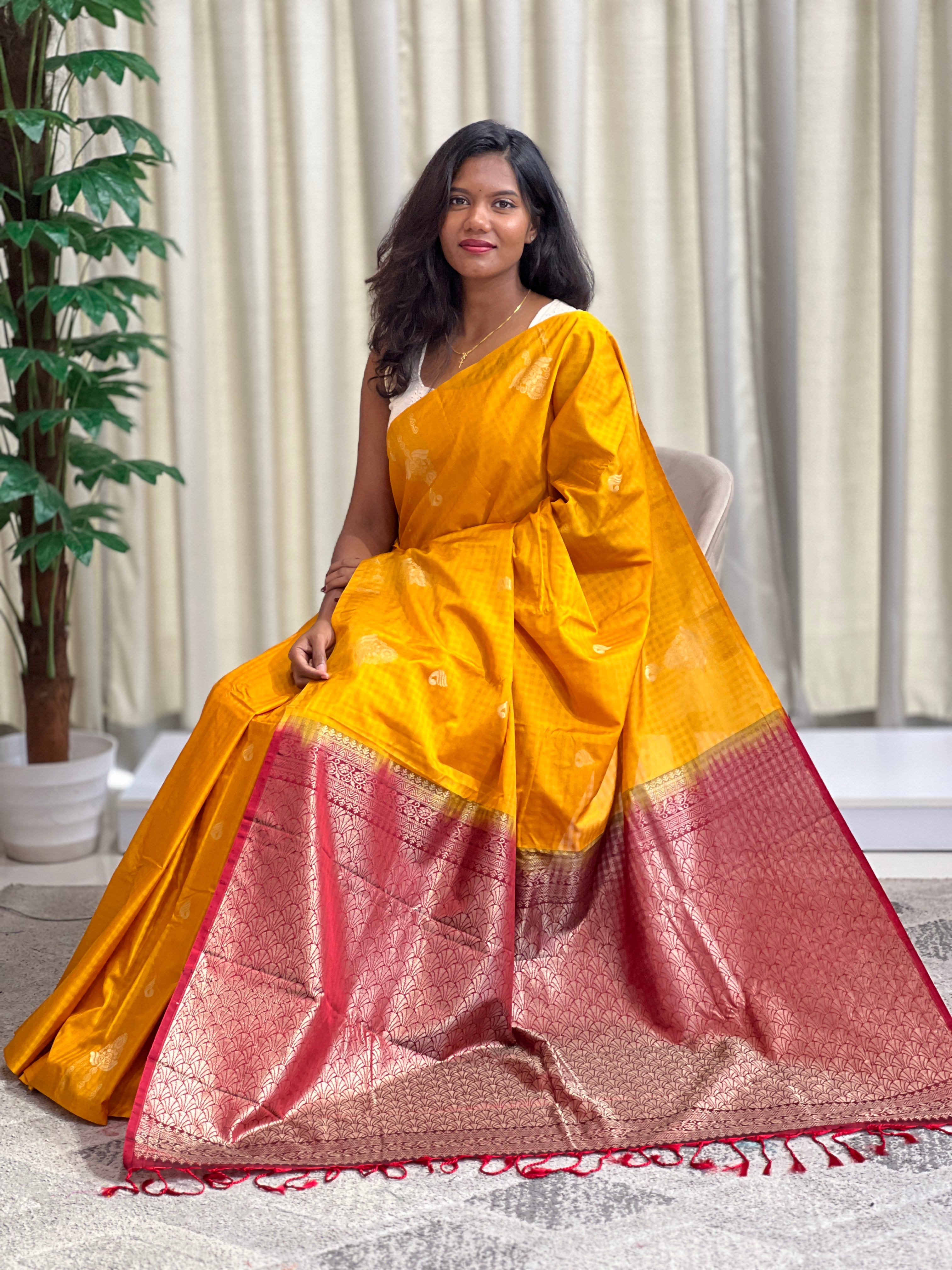 Check Woven Pattern Semi Soft Silk Saree  | SEN140