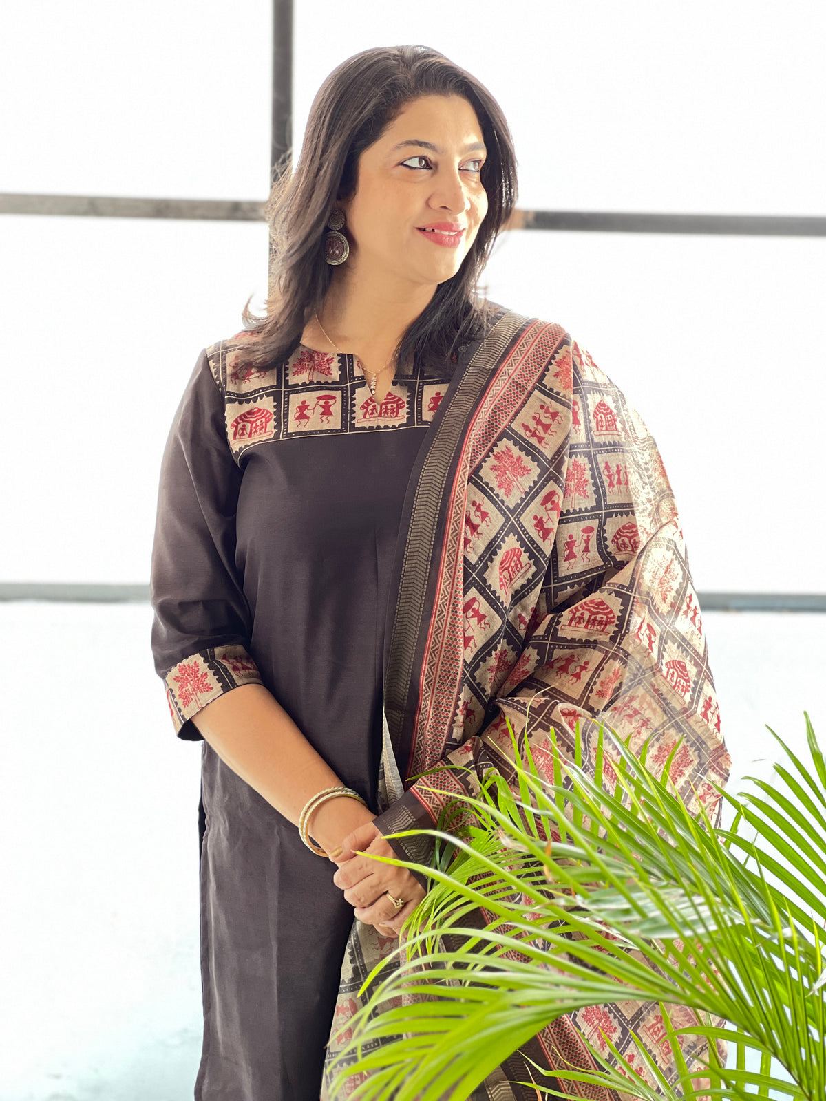 Digital Printed Pattern Semi Tussar Salwar Set | SSN534
