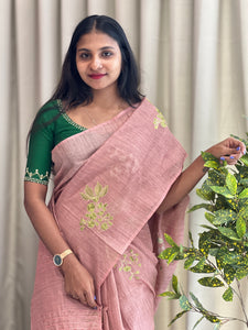 Machine Floral Embroidered Bhagalpuri Saree | DLS296