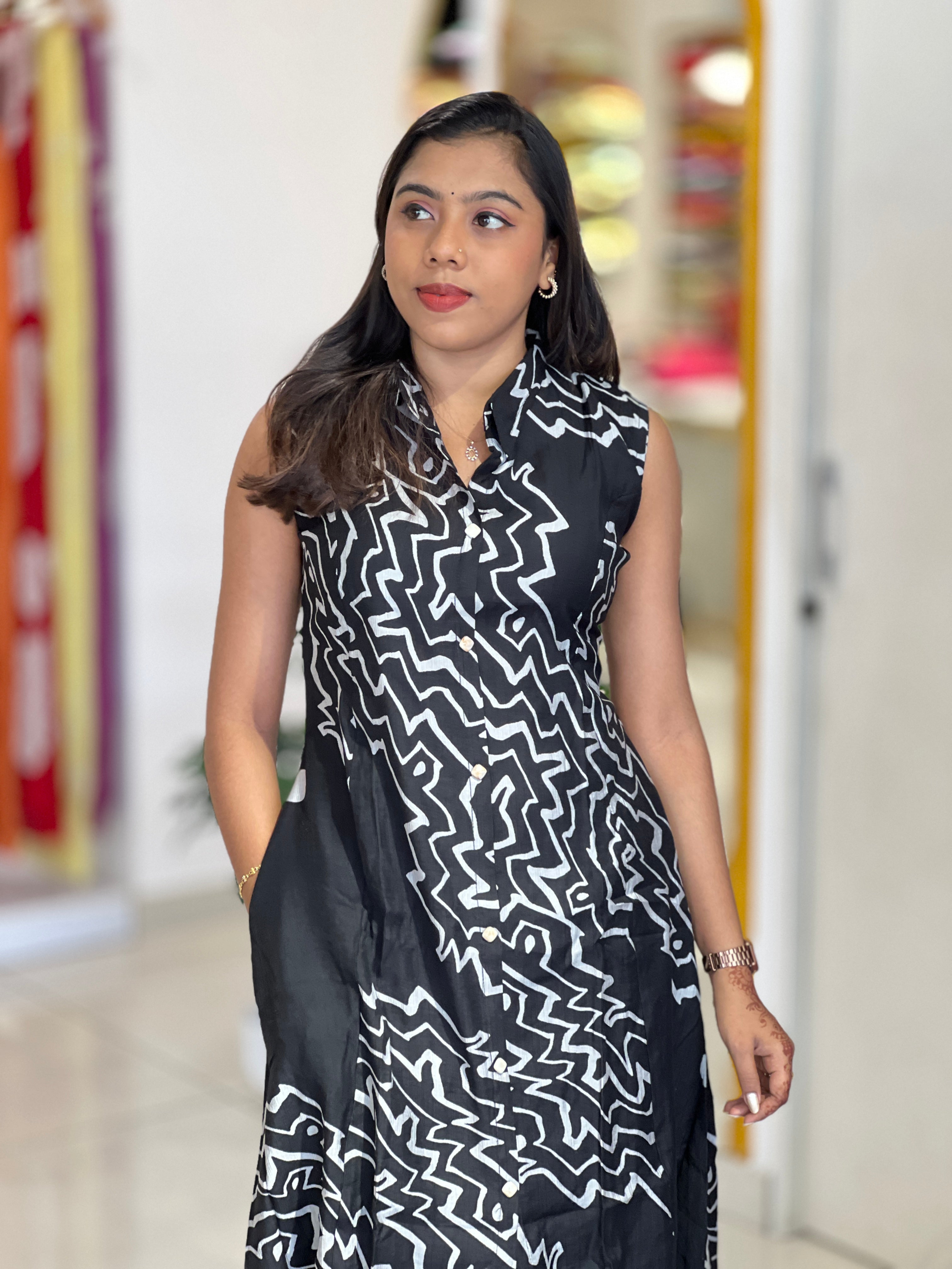 Geometric Print Patterned Rayon Kurta Set | YV107