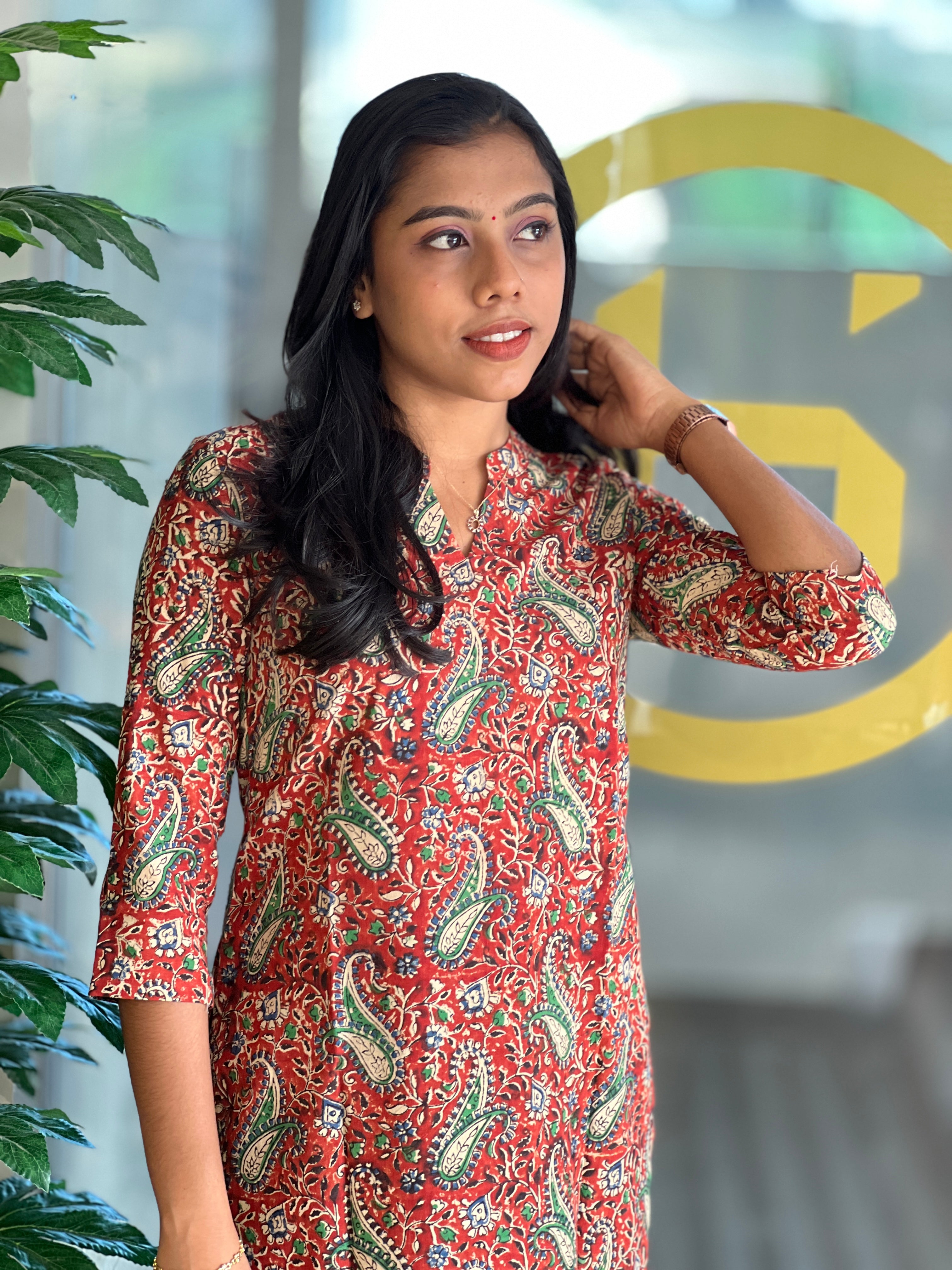 Paisley Print Detailed Cotton Kurta | DNT667