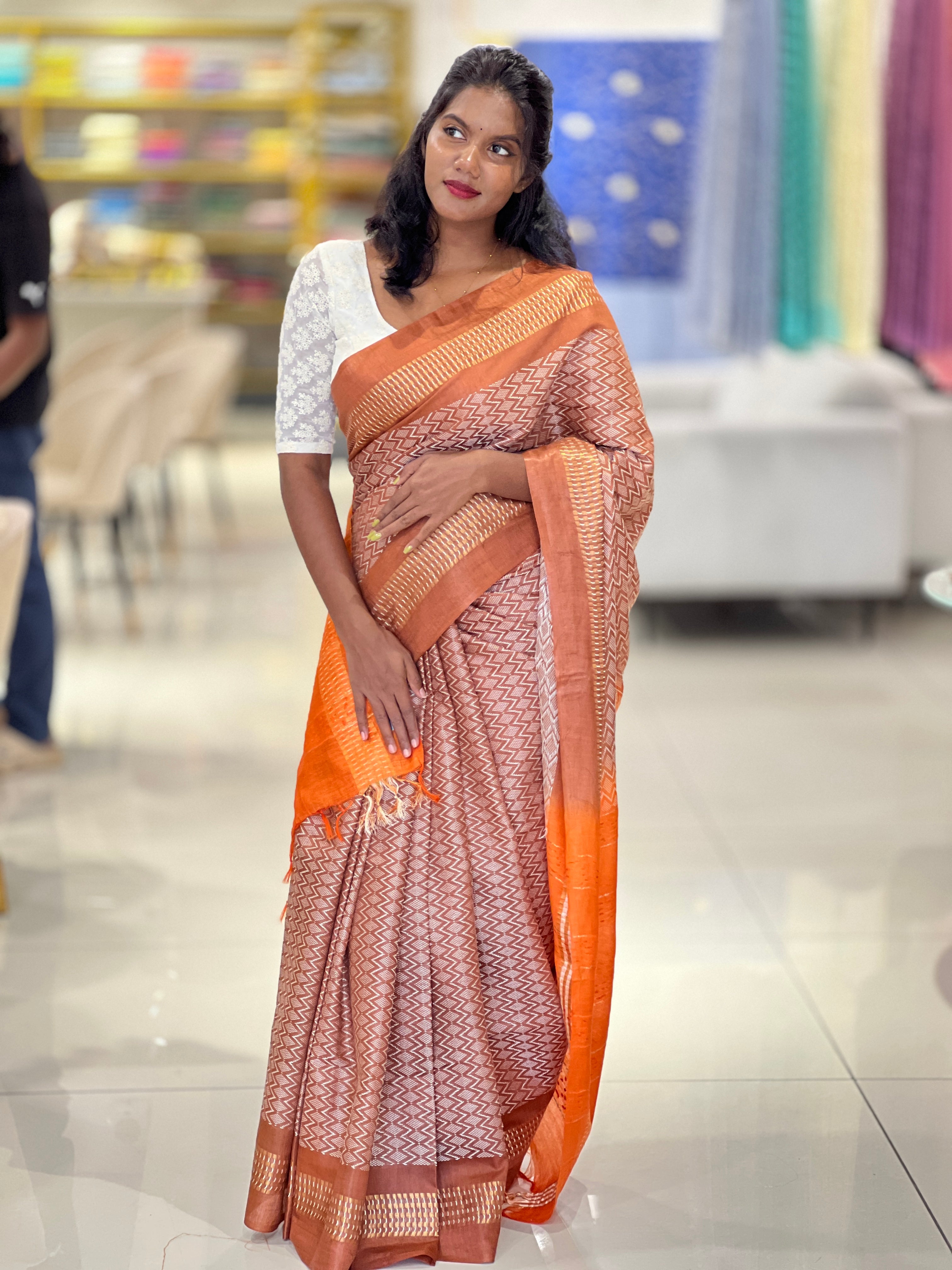 Kantha Weaved Bhagalpuri Linen Saree | NHH423