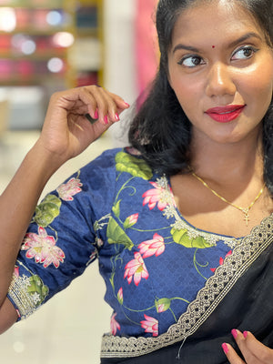 Pichwai Inspired Print With Embroidery Chanderi Stitched Blouse | IT164