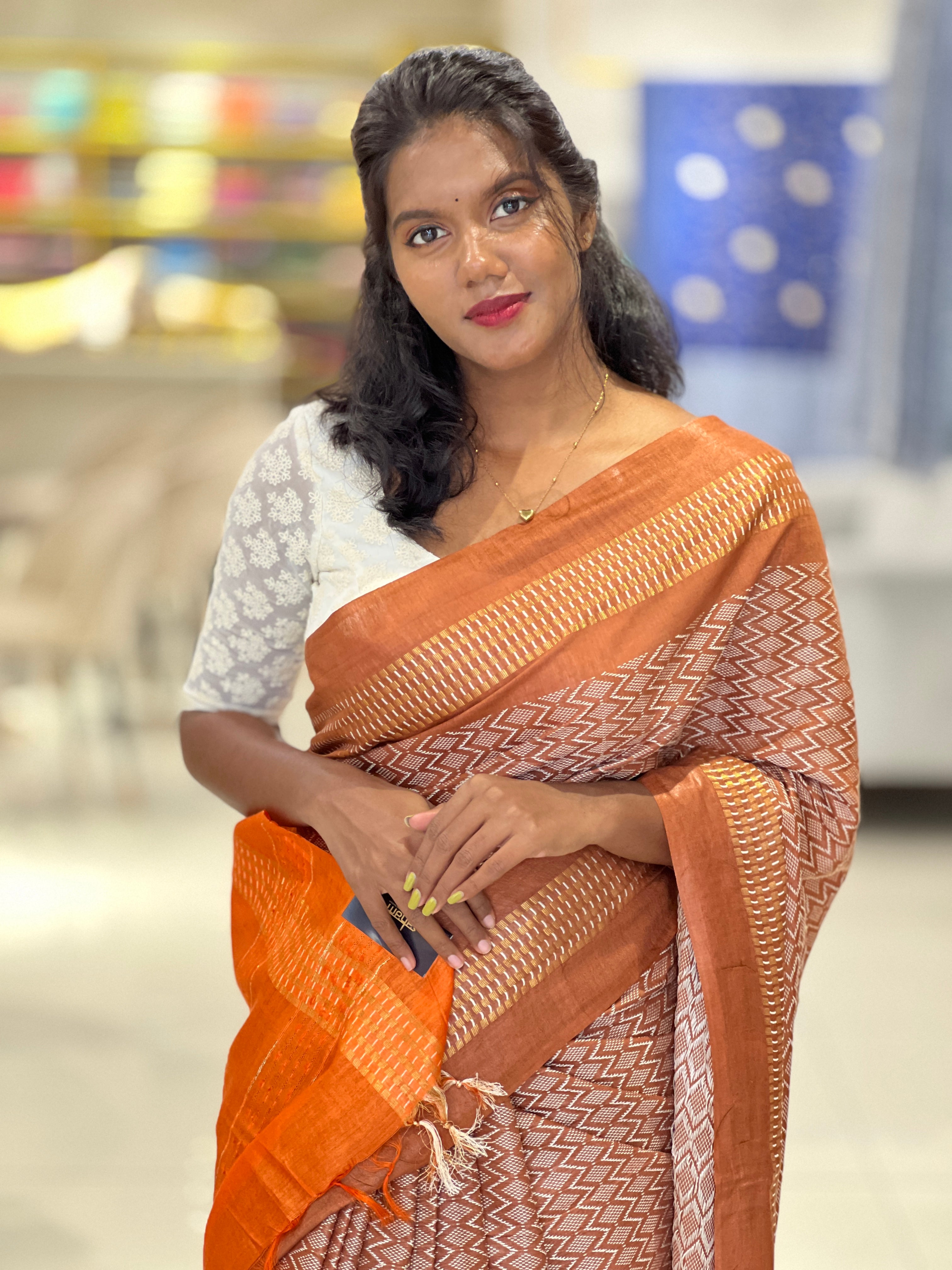 Kantha Weaved Bhagalpuri Linen Saree | NHH423