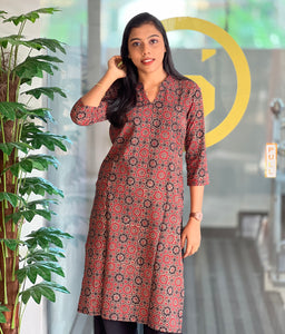 Ajrak Printed Cotton Kurta | DNT666