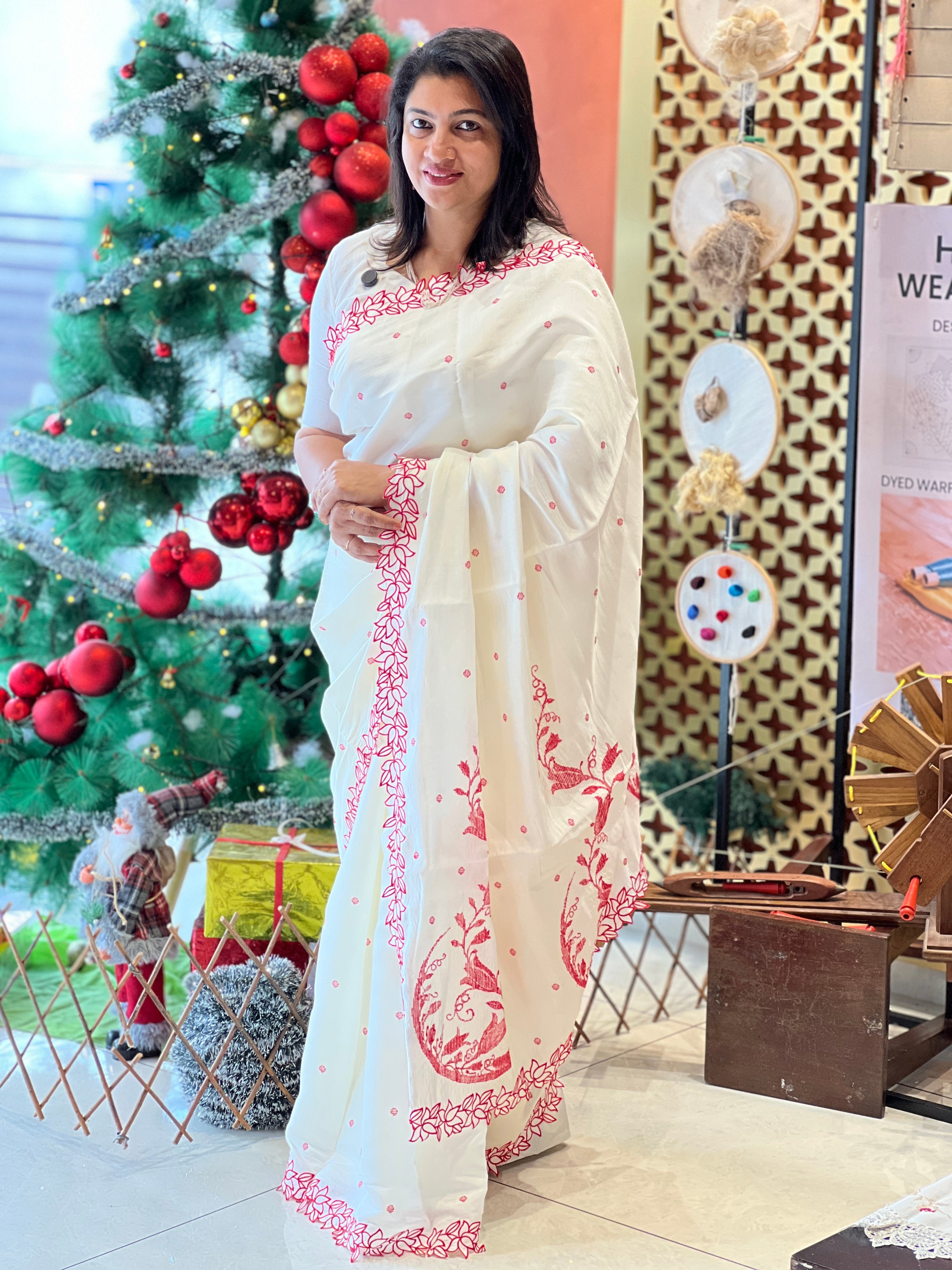 Embroidery Detailed Semi Tussar Saree | BLD2052