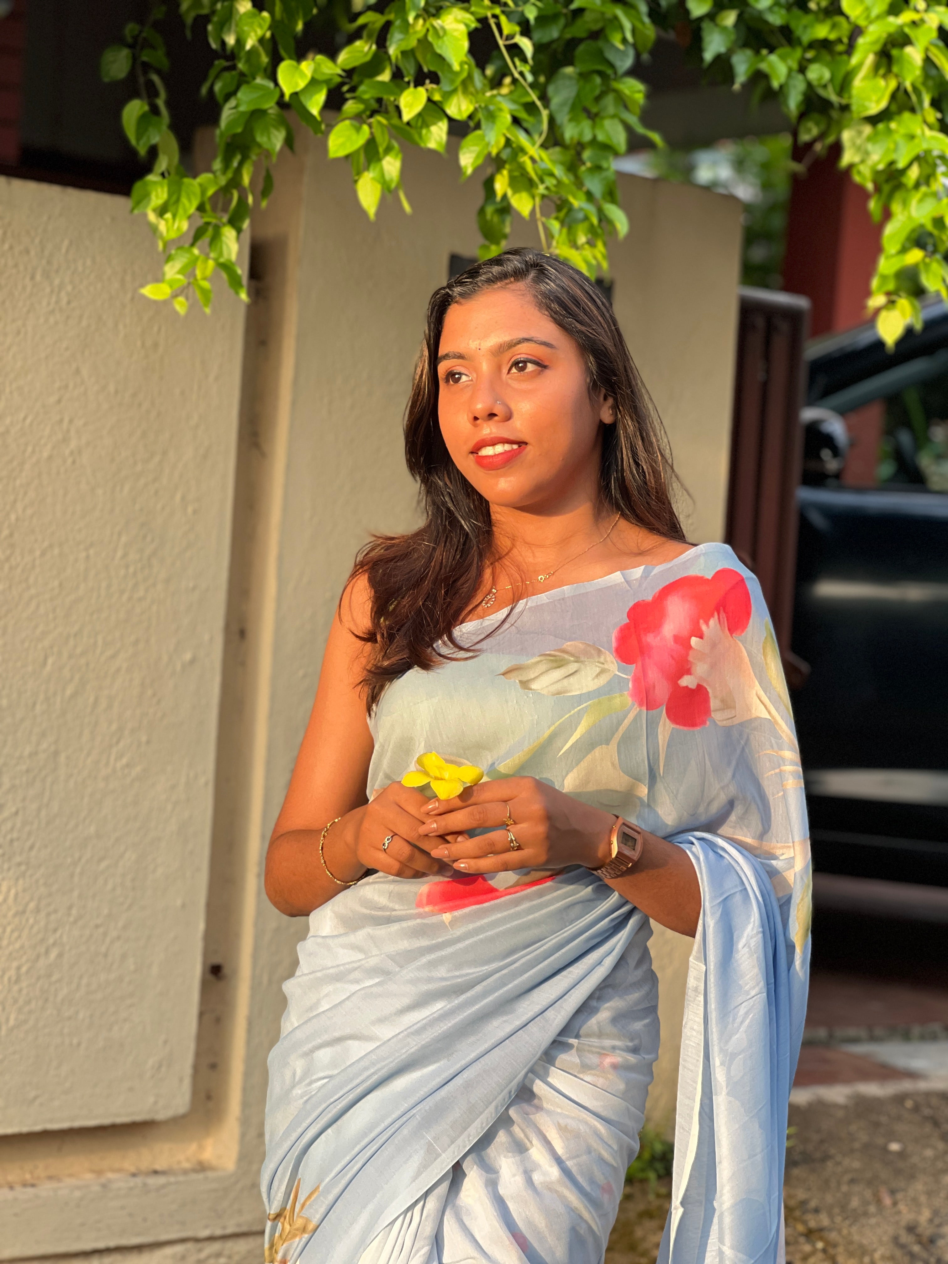 Floral Printed Mul Cotton Saree | HT284