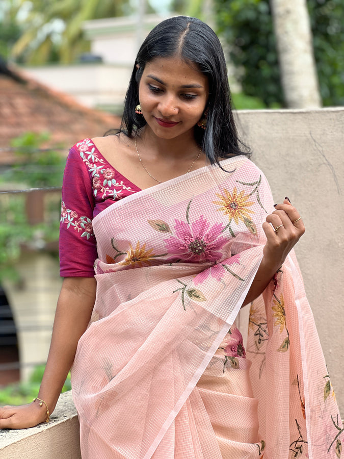 Hand Painted Organza Saree | BLD356