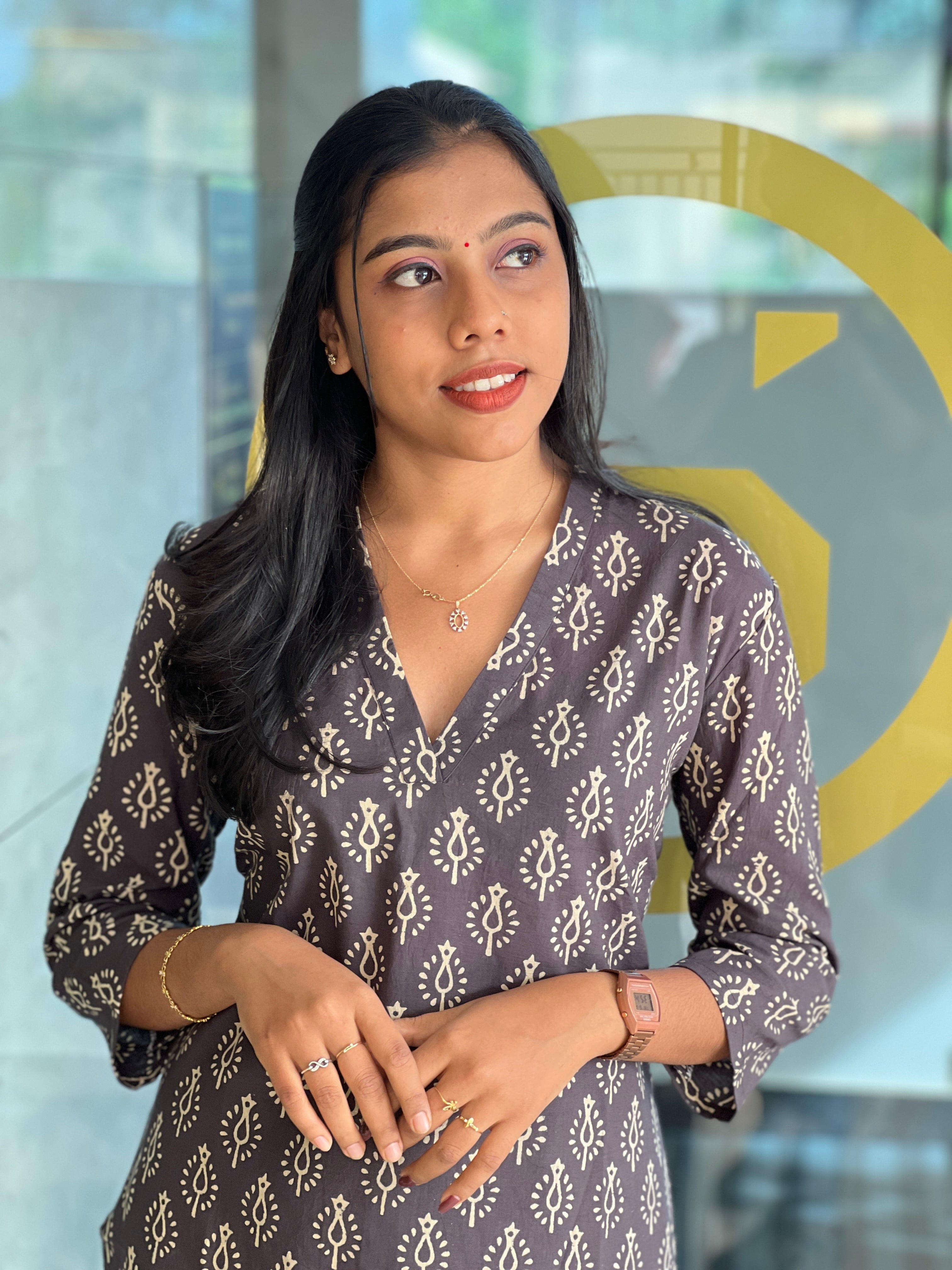 Print Detailed Cotton Kurta | DNT646