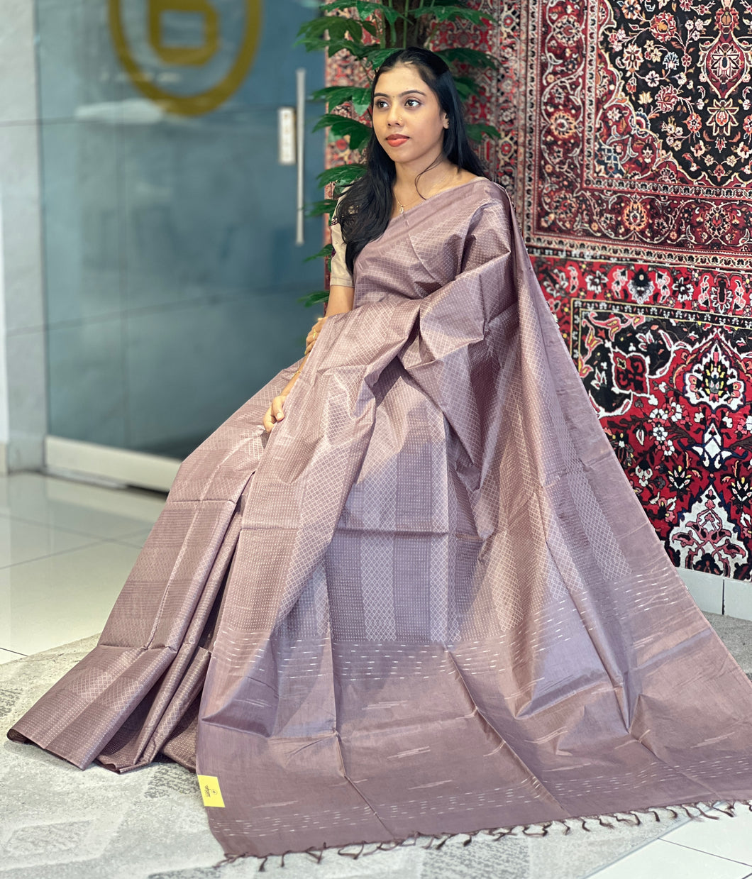 Kesiya & Thread Weaved Bamboo Tussar Saree | PNS179