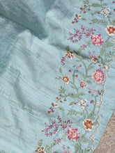 Floral Machine Embroidery Semi Tussar Saree | DVS216