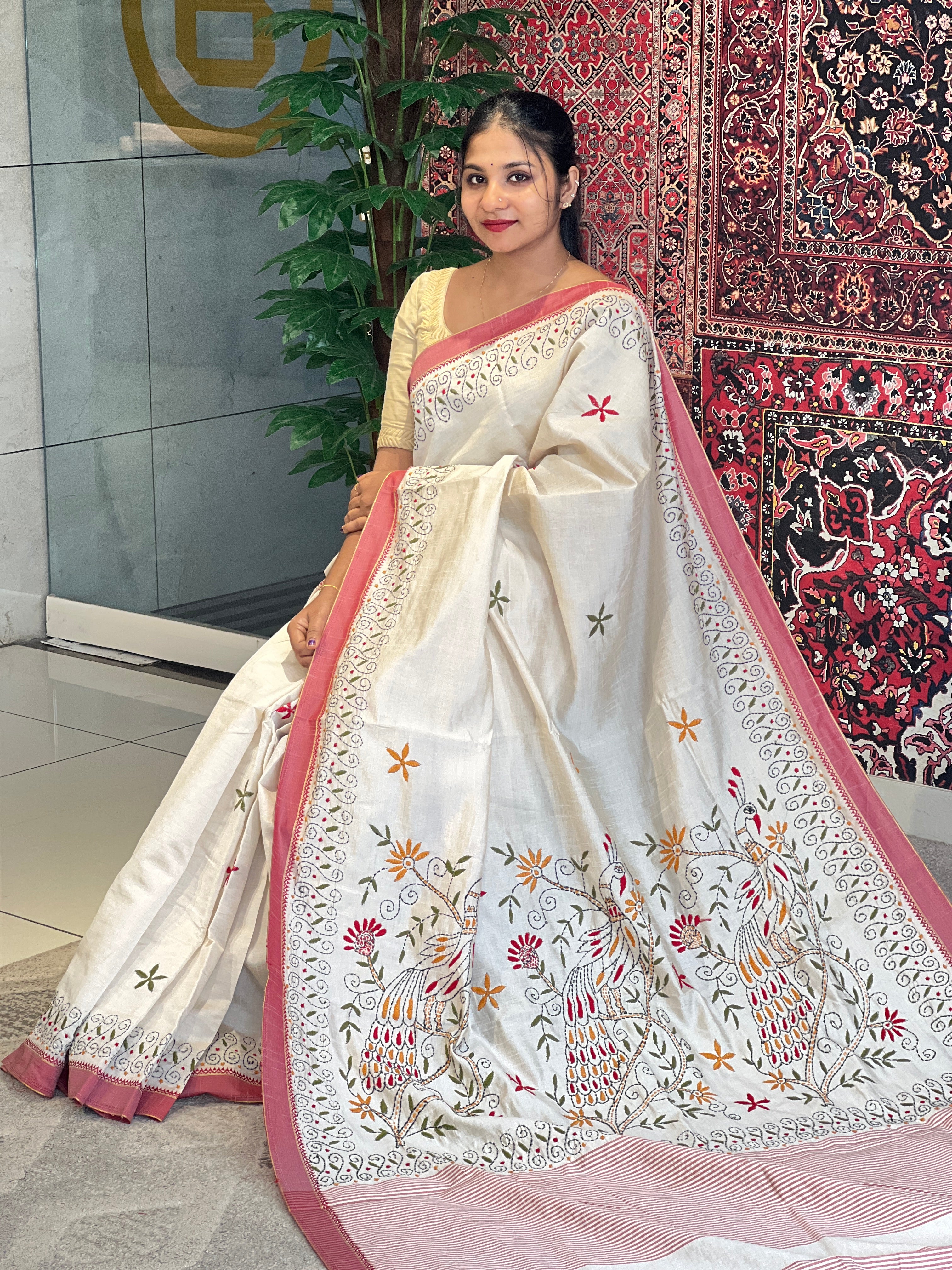 Hand Embroidery Detailed Semi Tussar Saree | GAR122