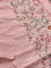 Floral Machine Embroidery Semi Tussar Saree | DVS217
