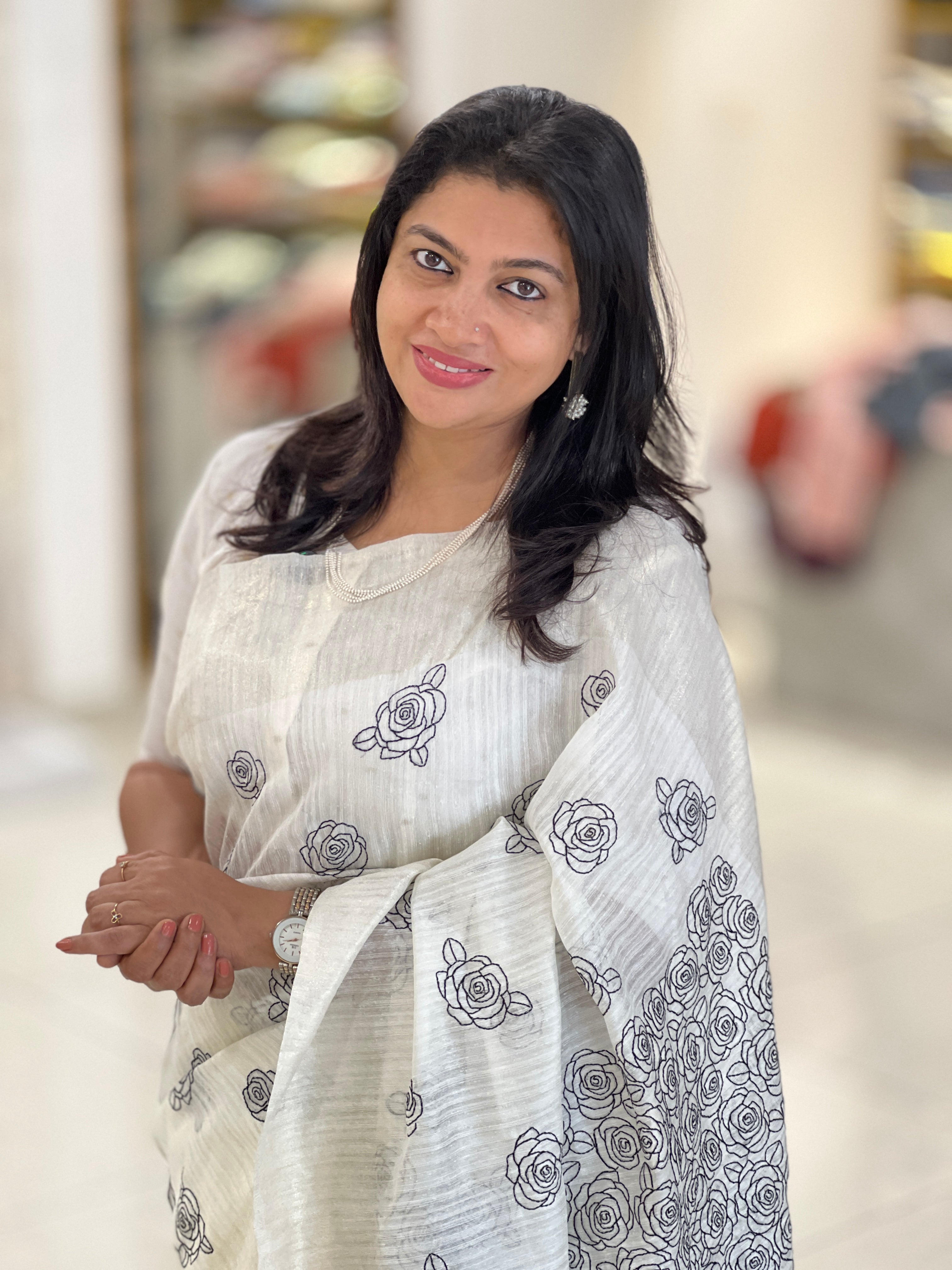 Floral Embroidery Detailed Green Silk Saree | BLD2050