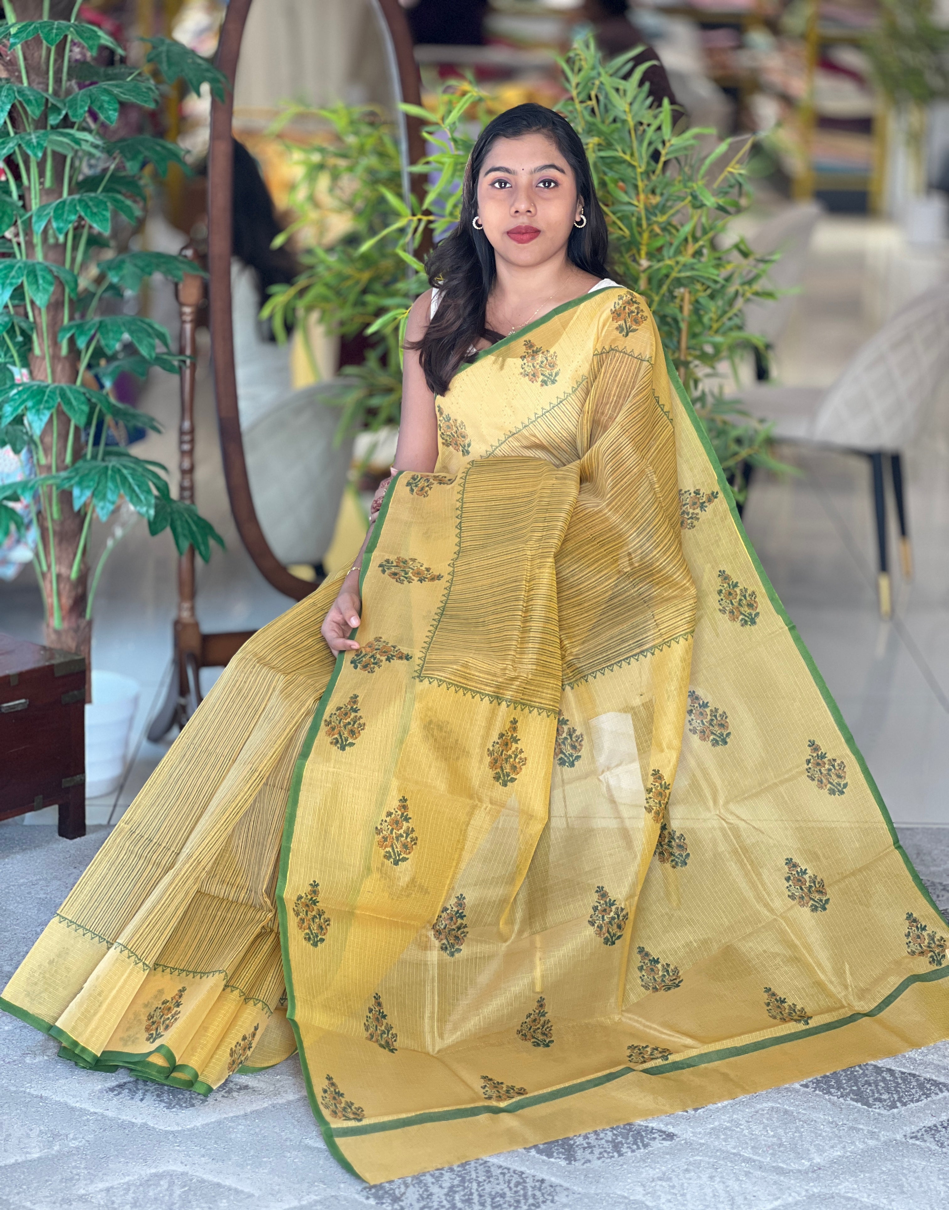 Floral Hand Block Printed Buta Kota Saree |JSC639