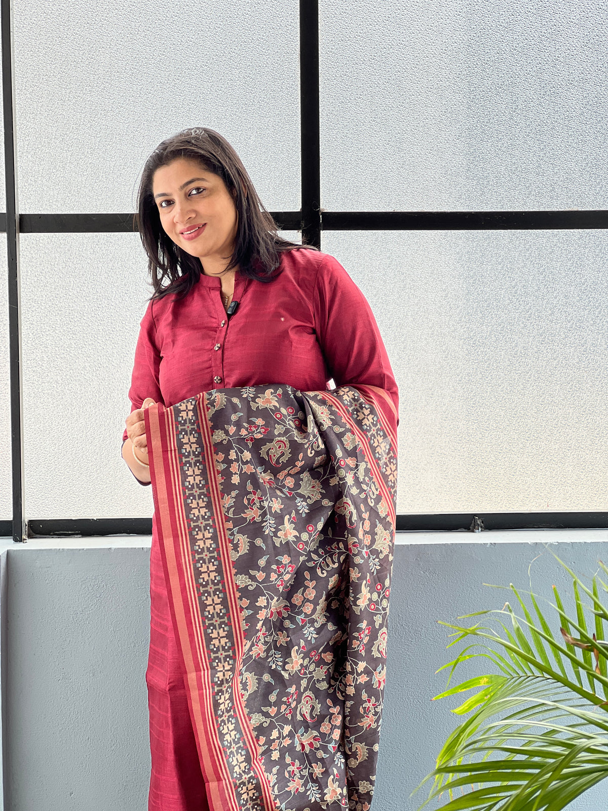 Soild Body Pattern Semi Tussar Salwar Set | SSN576