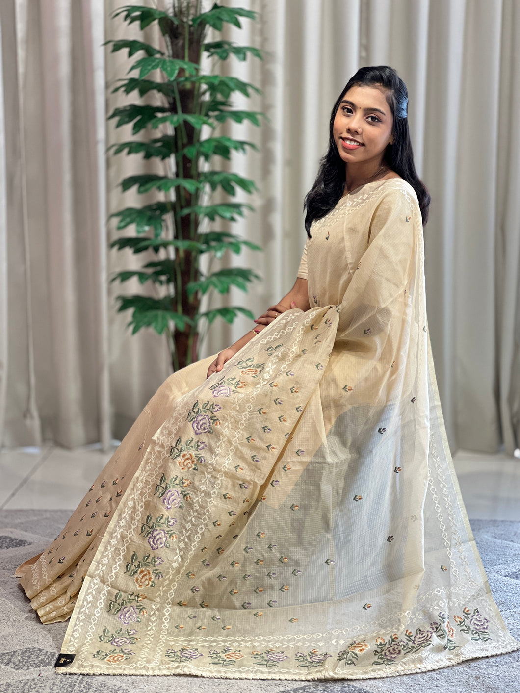 Cross Stitch Embroidery Silky Kota Saree | DVS232