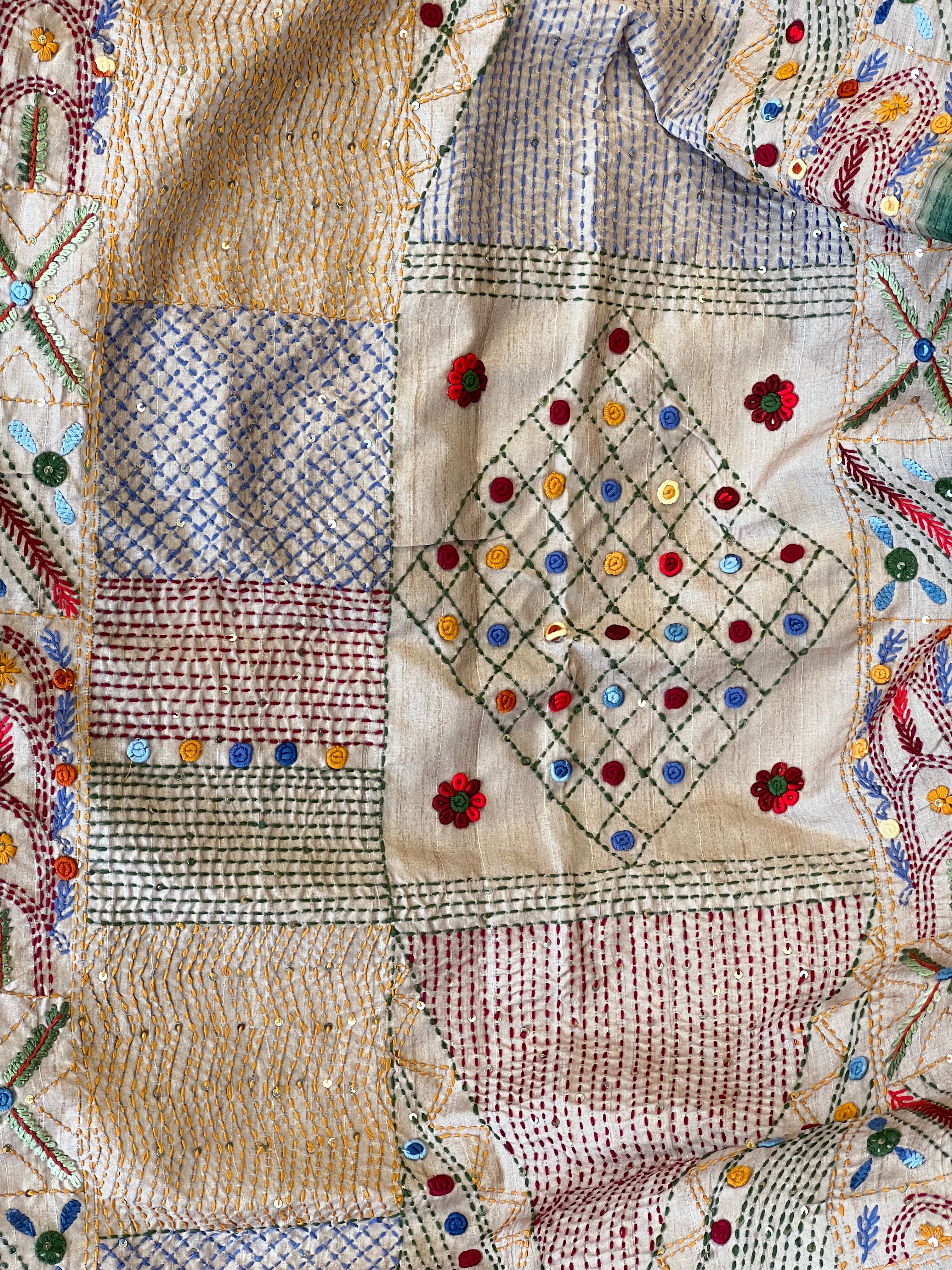 Hand Embroidered Semi Tussar Saree | GAR106