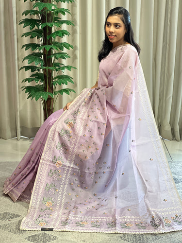 Cross Stitch Embroidery Silky Kota Saree | DVS233