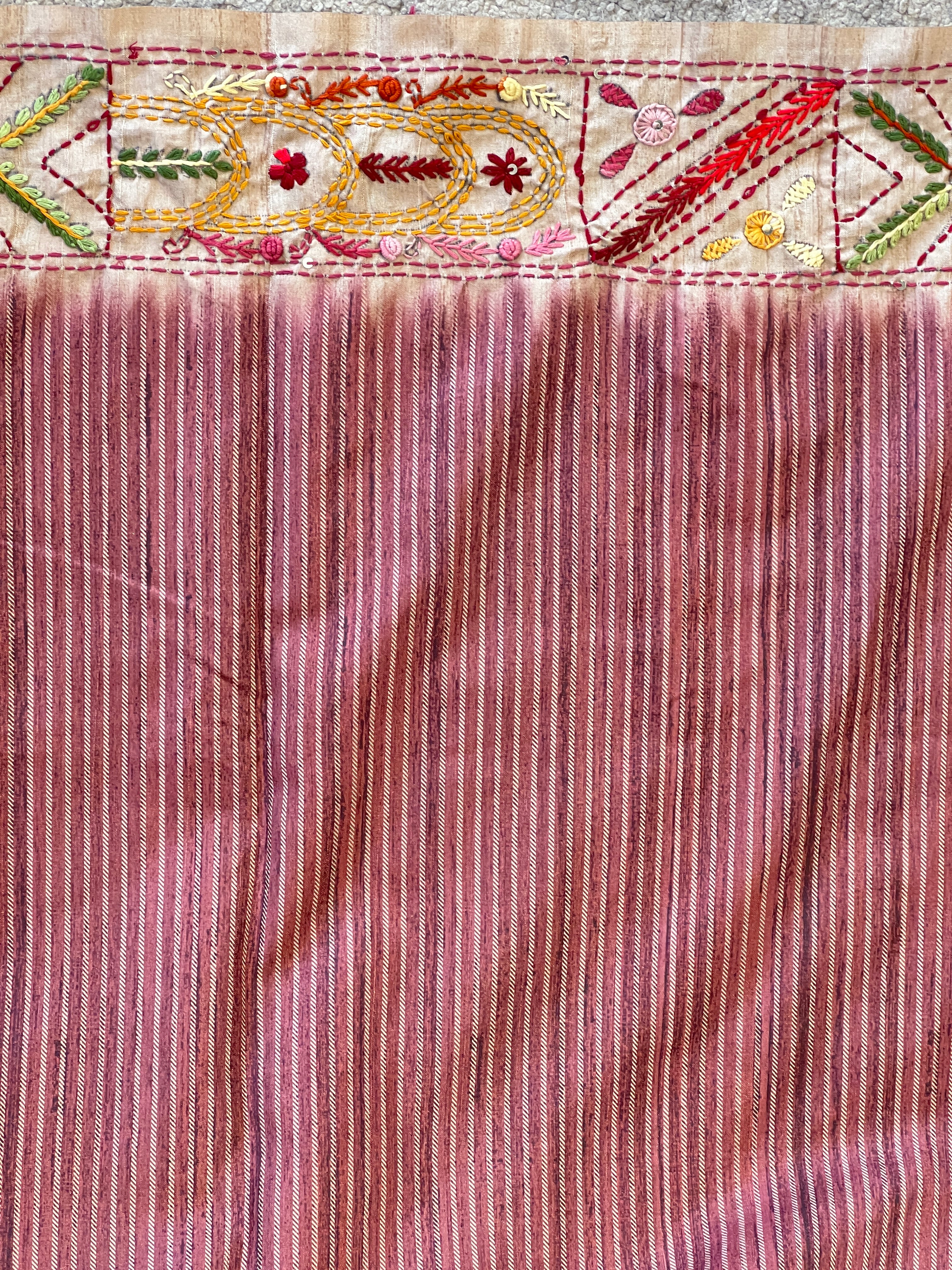 Hand Embroidered Semi Tussar Saree | GAR107