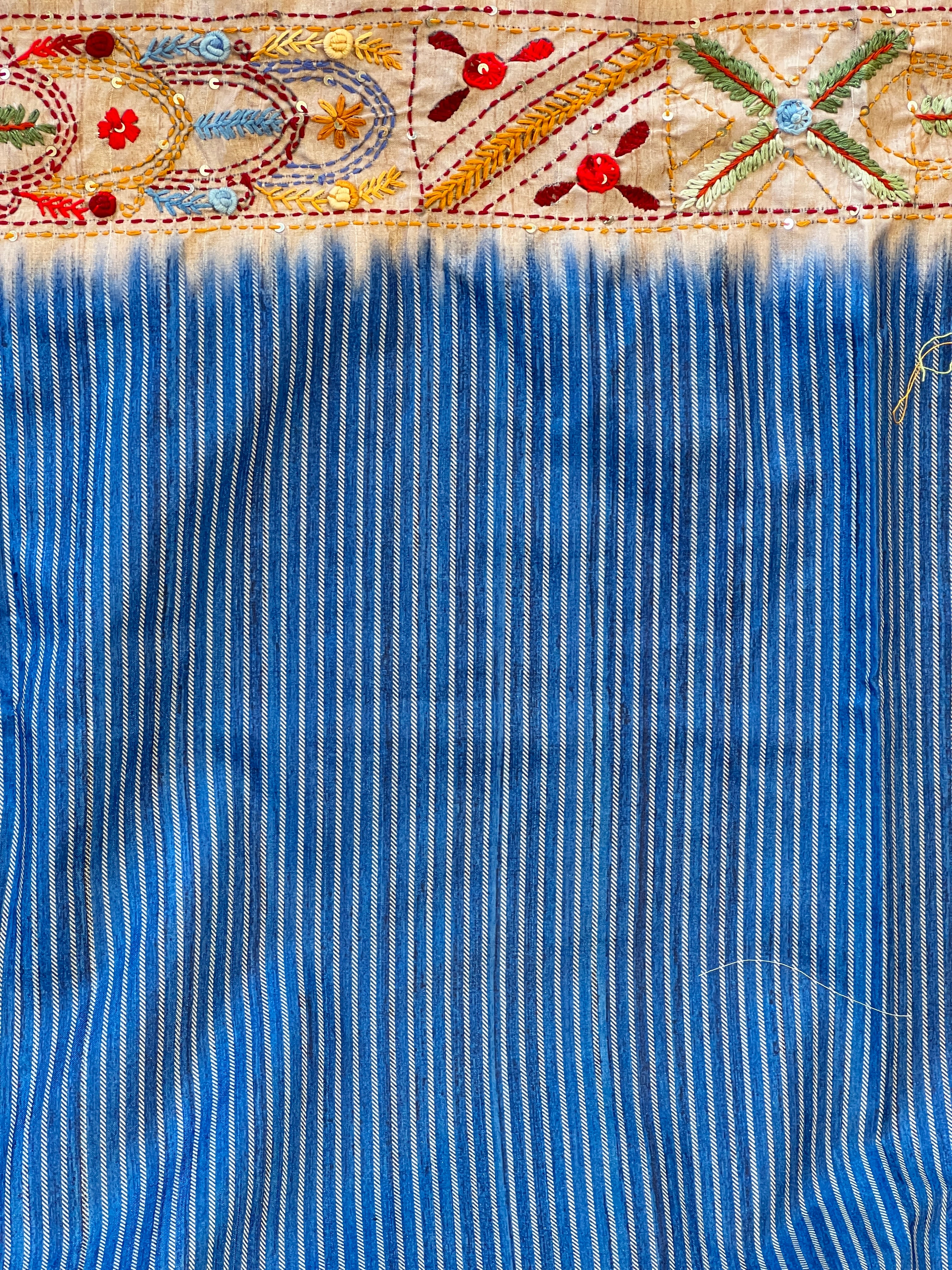 Hand Embroidered Semi Tussar Saree | GAR102