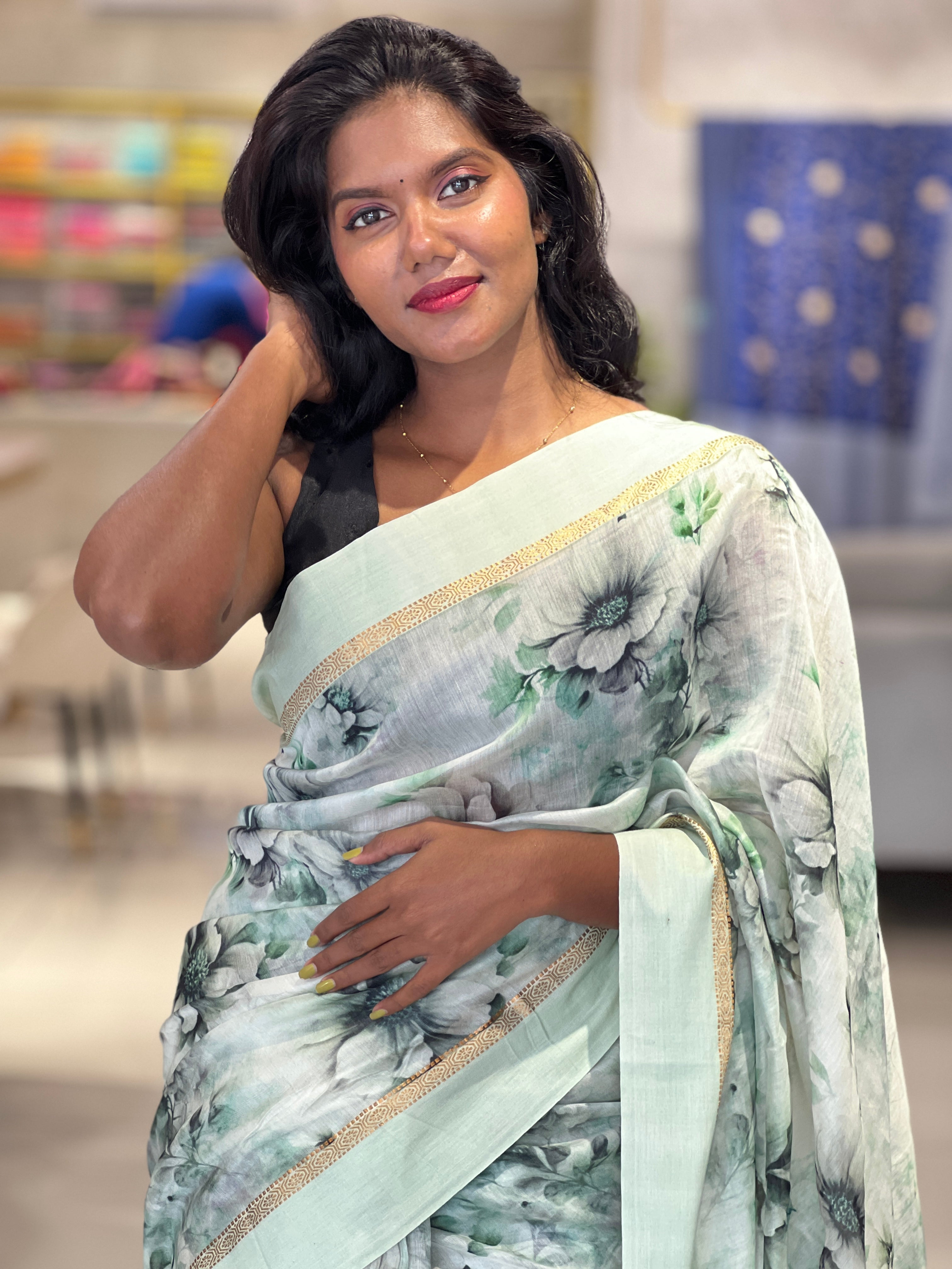 Floral Printed Chanderi Silk Saree | RGD184
