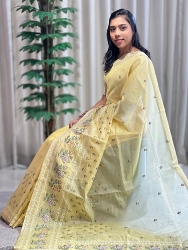 Cross Stitch Embroidery Silky Kota Saree | DVS234