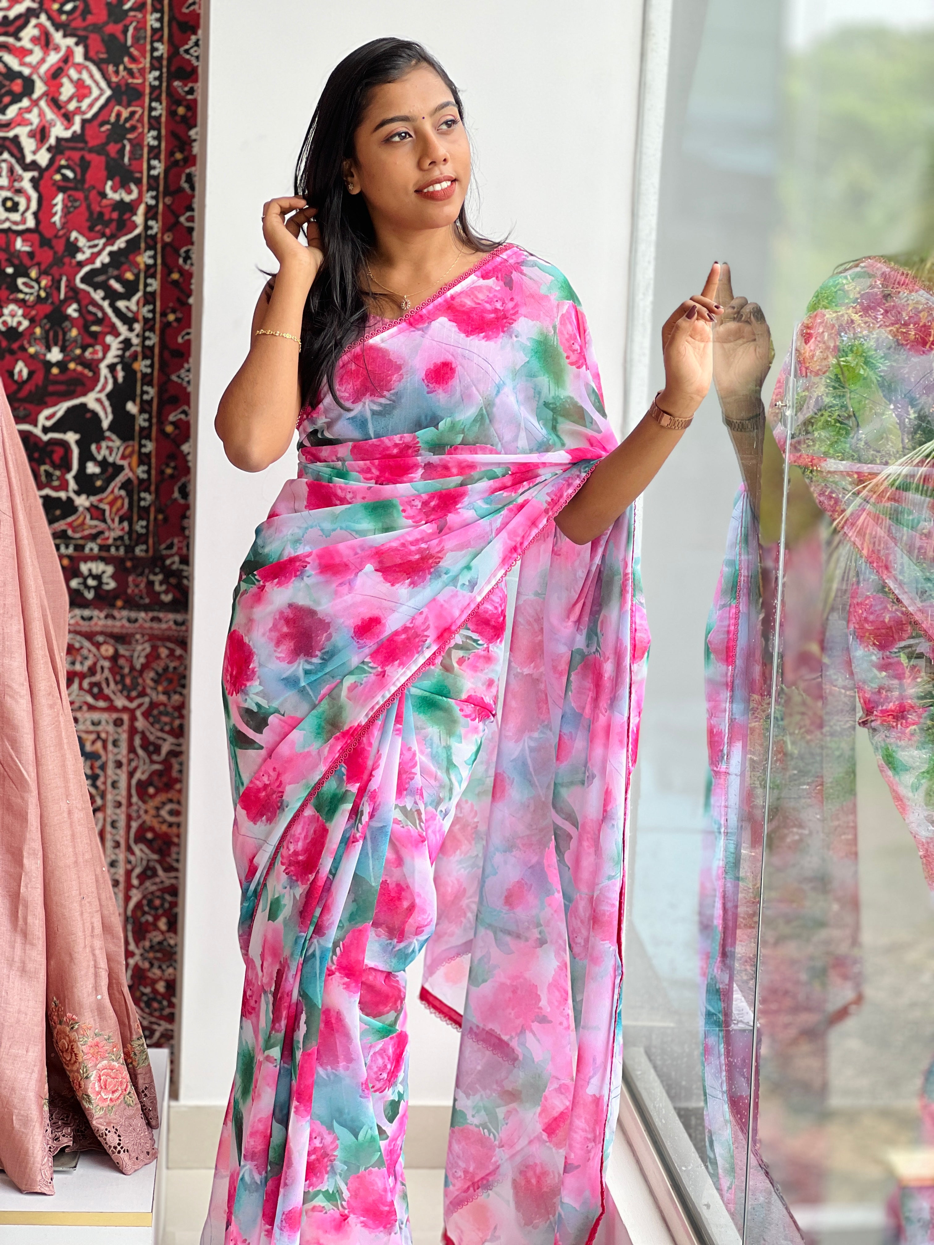 Floral Digital Printed Georgette Saree | HT196