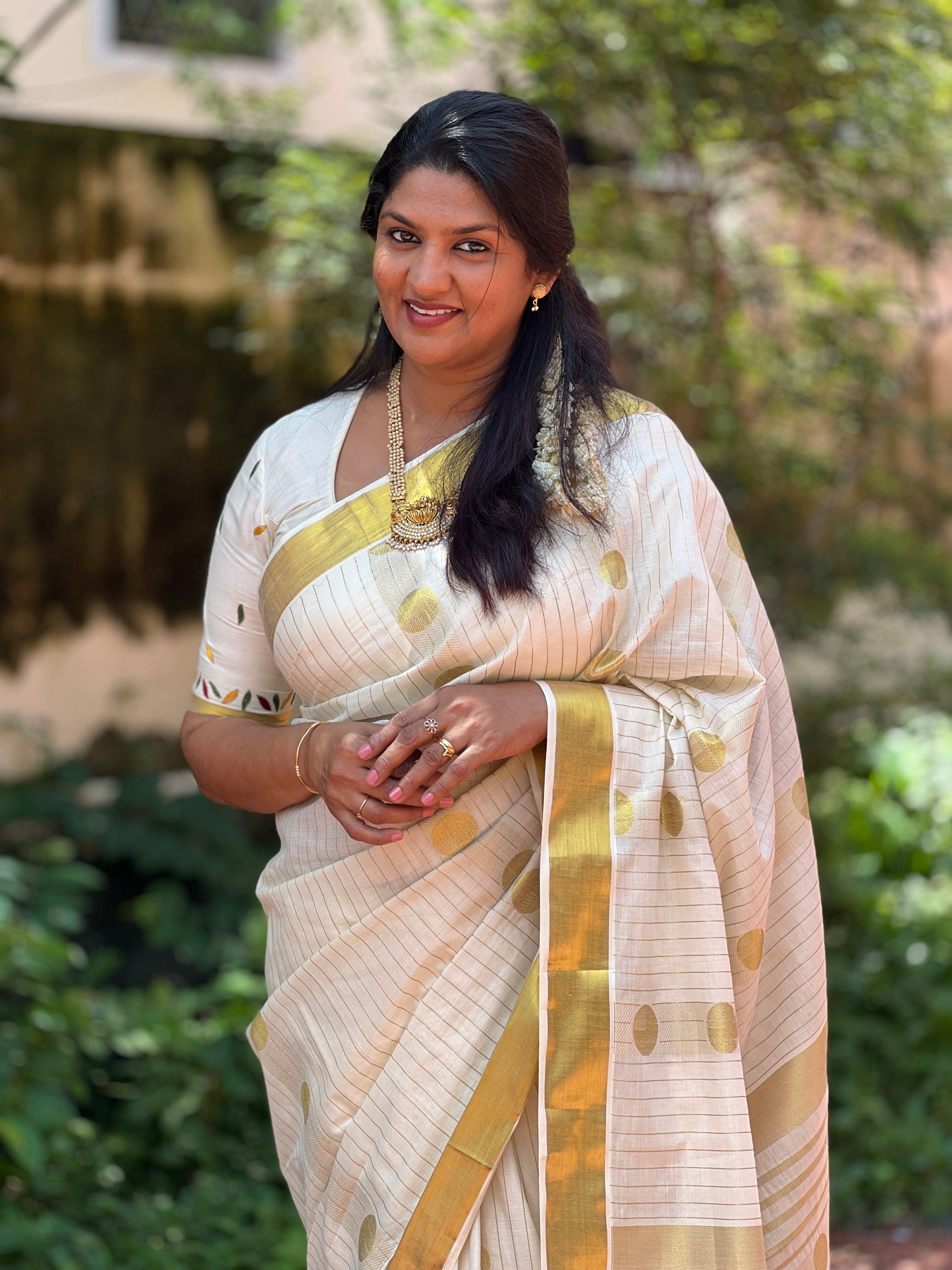 Polka Dots Design Kerala Cotton Saree | GATD103
