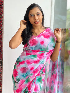 Floral Digital Printed Georgette Saree | HT196