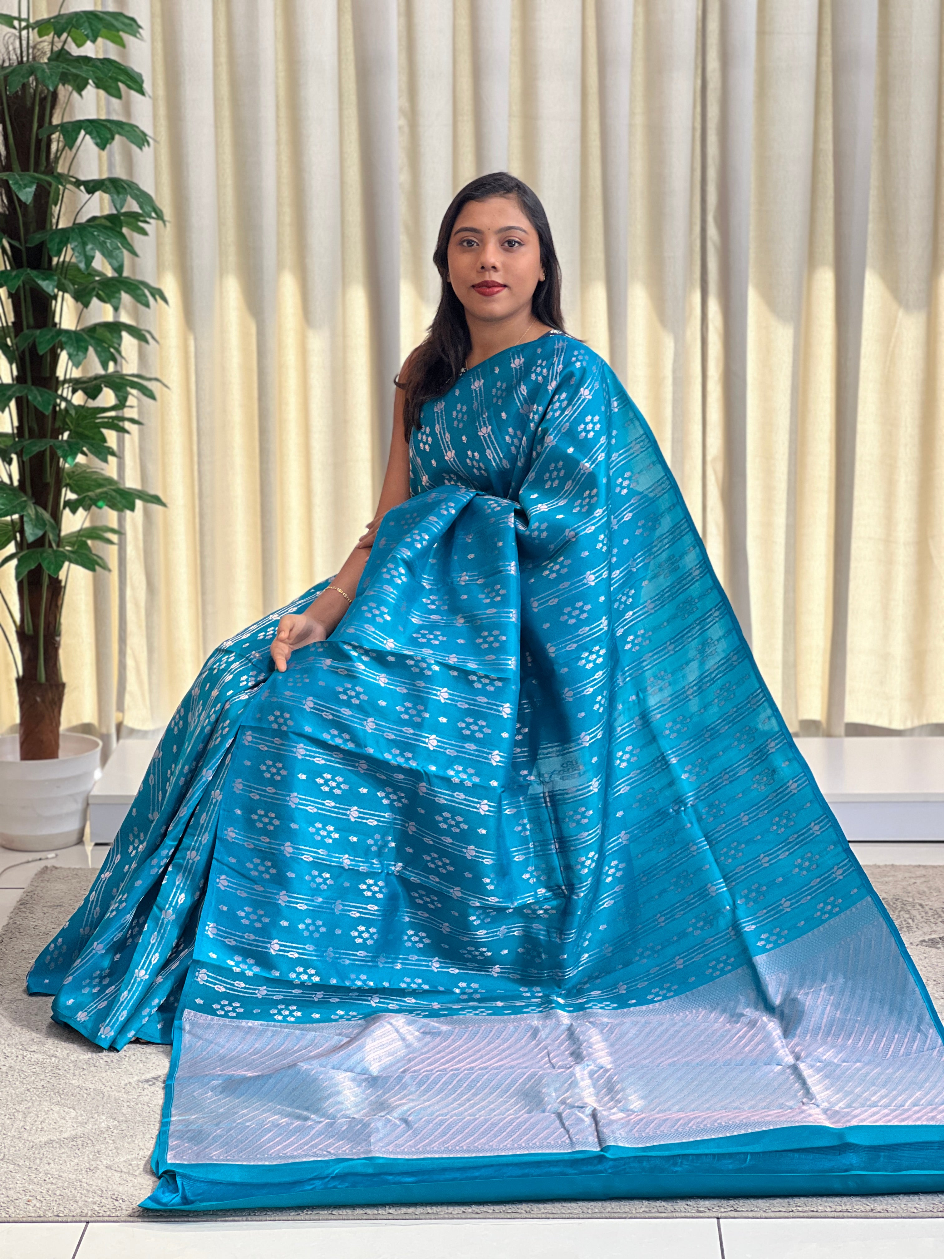 Vertical Woven Pattern Powerloom Soft Silk Saree | SMT123