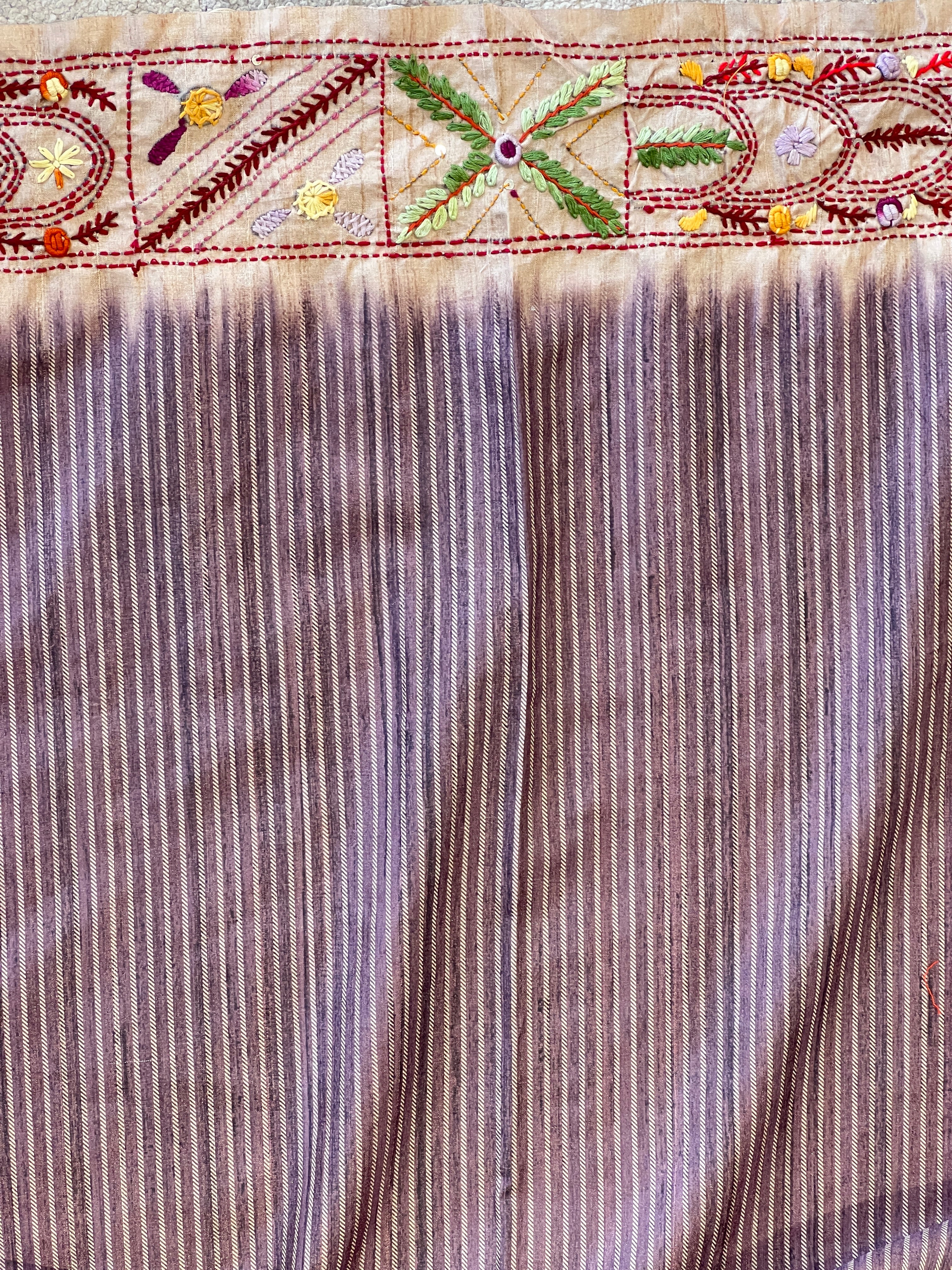 Hand Embroidered Semi Tussar Saree | GAR105