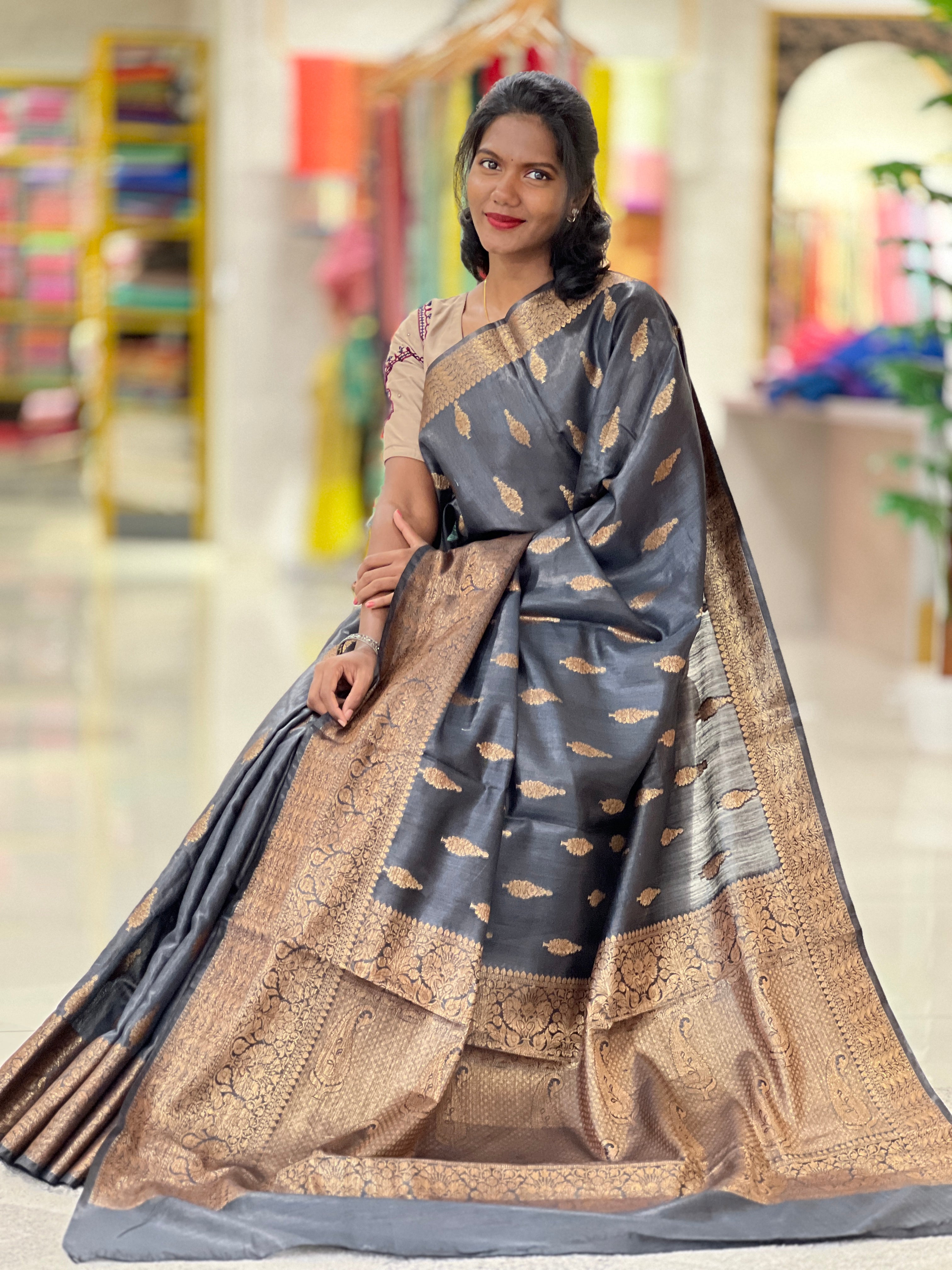 Banarasi Patterned Tussar Saree | SK433