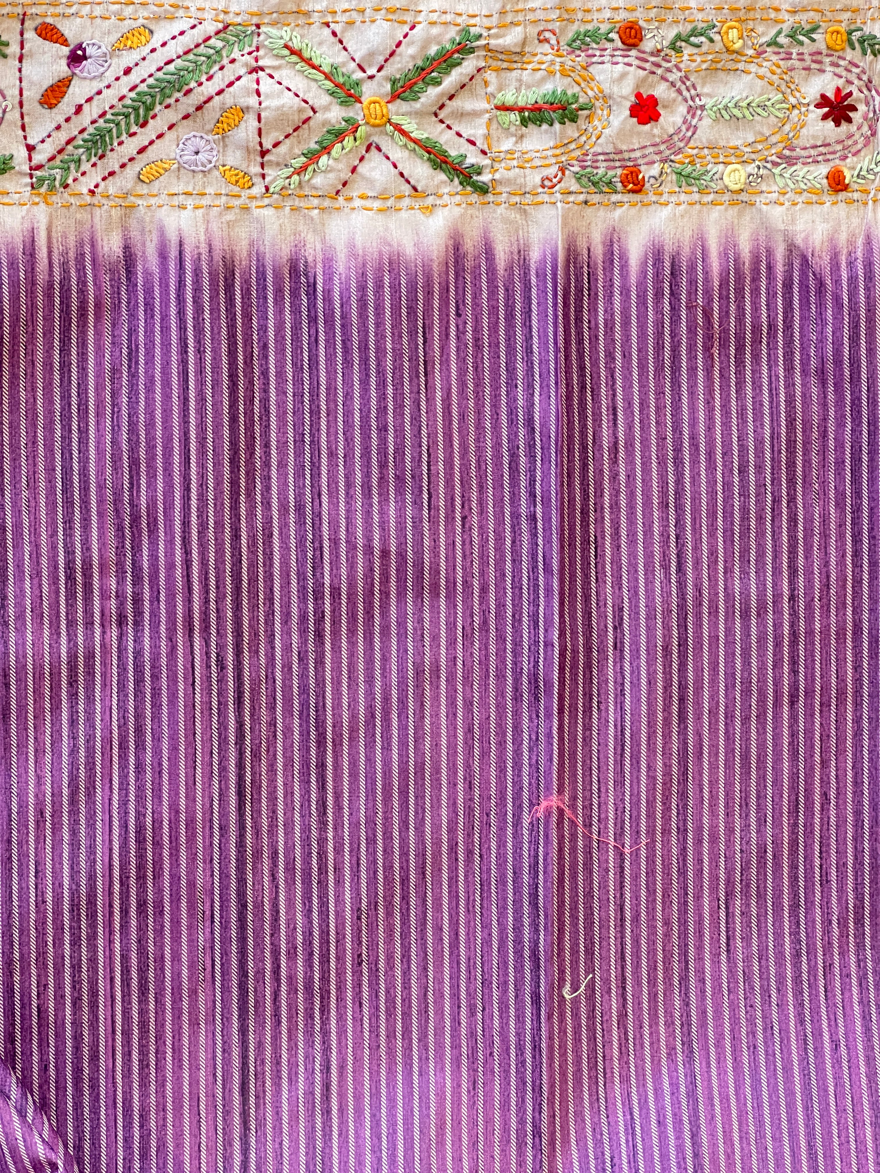 Hand Embroidered Semi Tussar Saree | GAR108