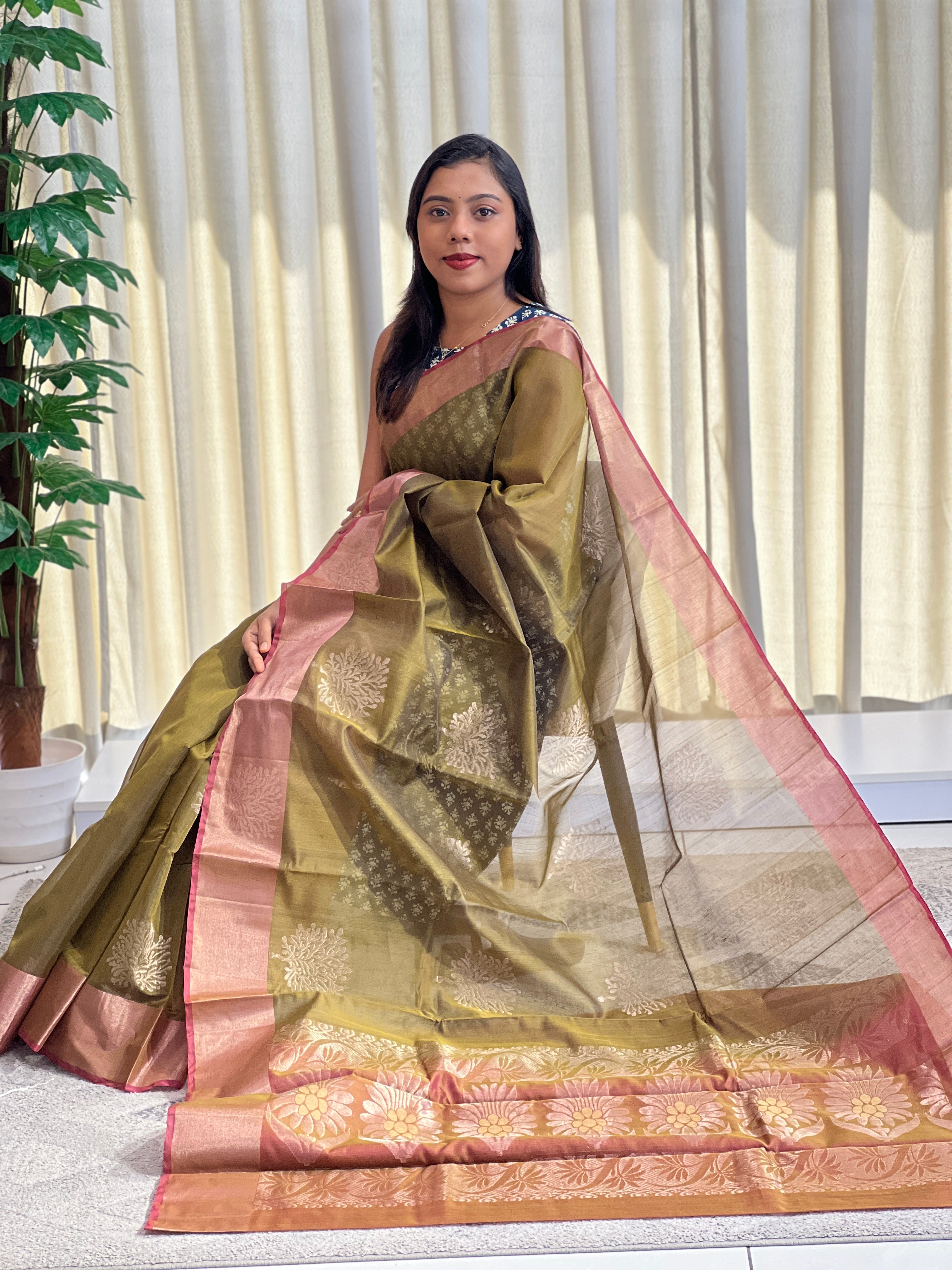 Floral Pattern Cotton Silk Saree | KTS181