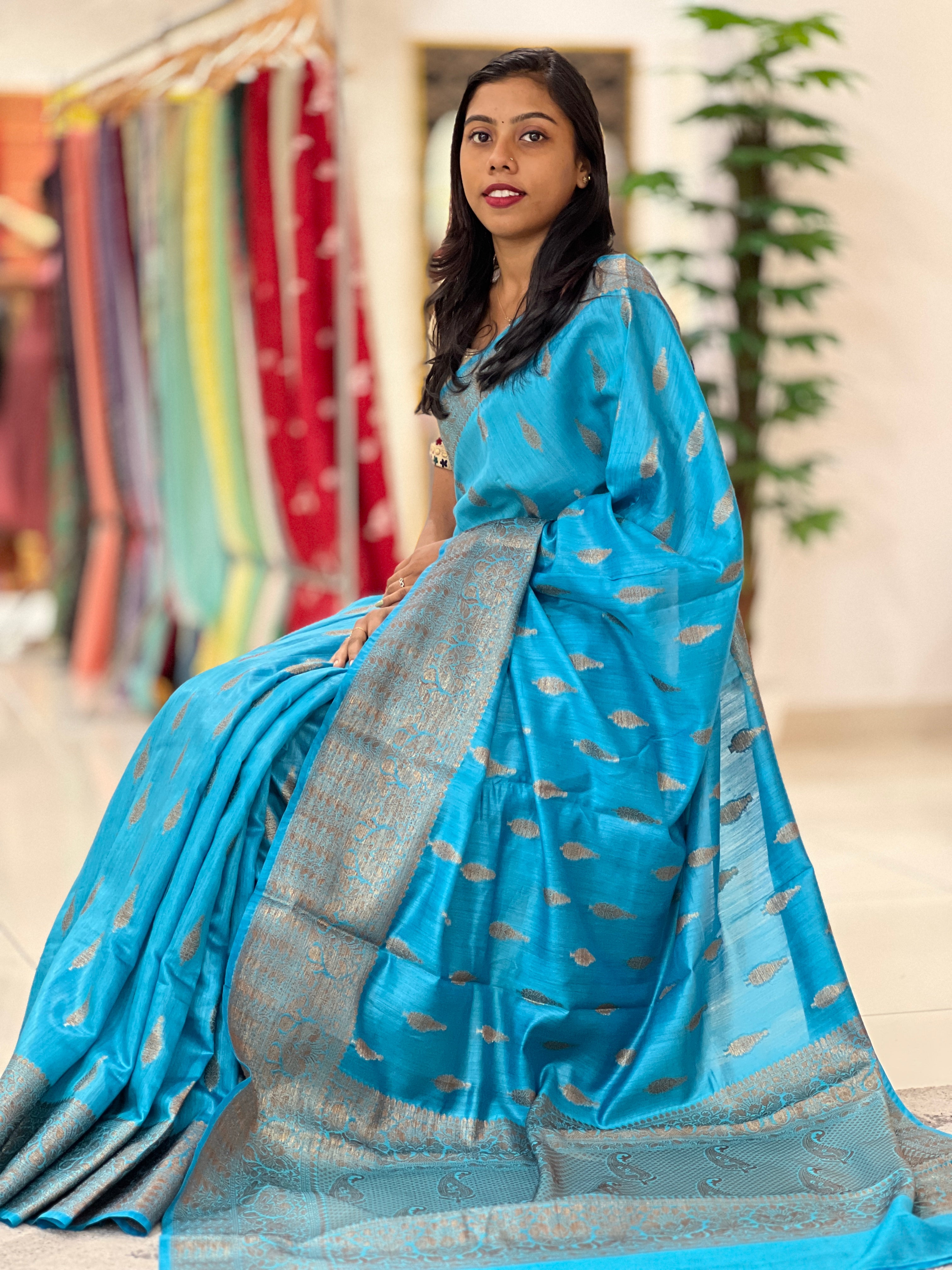 Banarasi Patterned Tussar Saree | SK432
